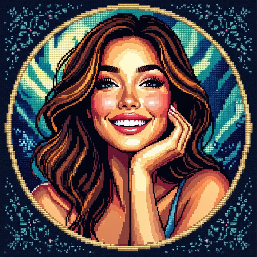 Photorealistic pixel dithering illustration