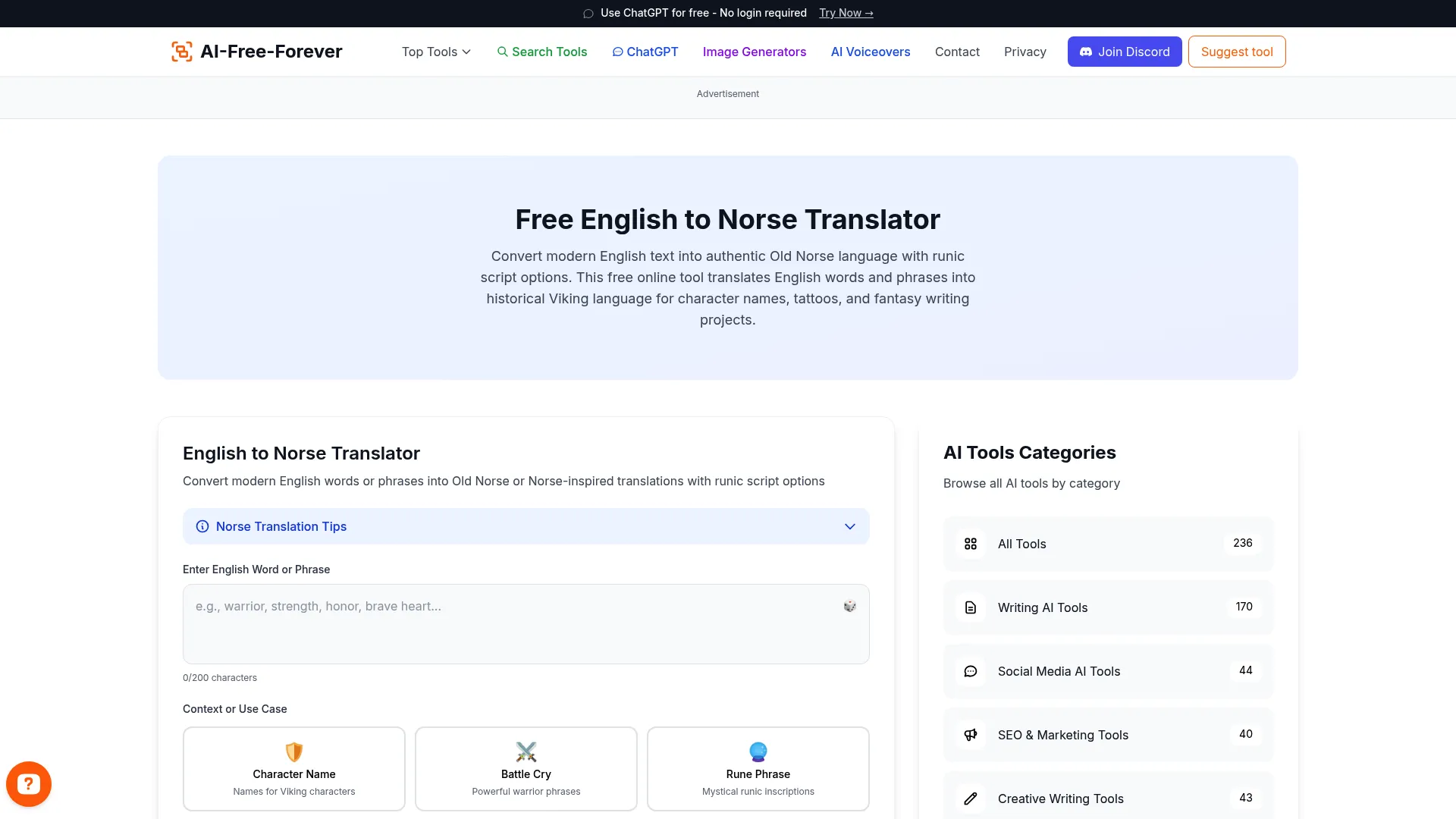 English to Norse Translator - Convert text into ancient Norse language