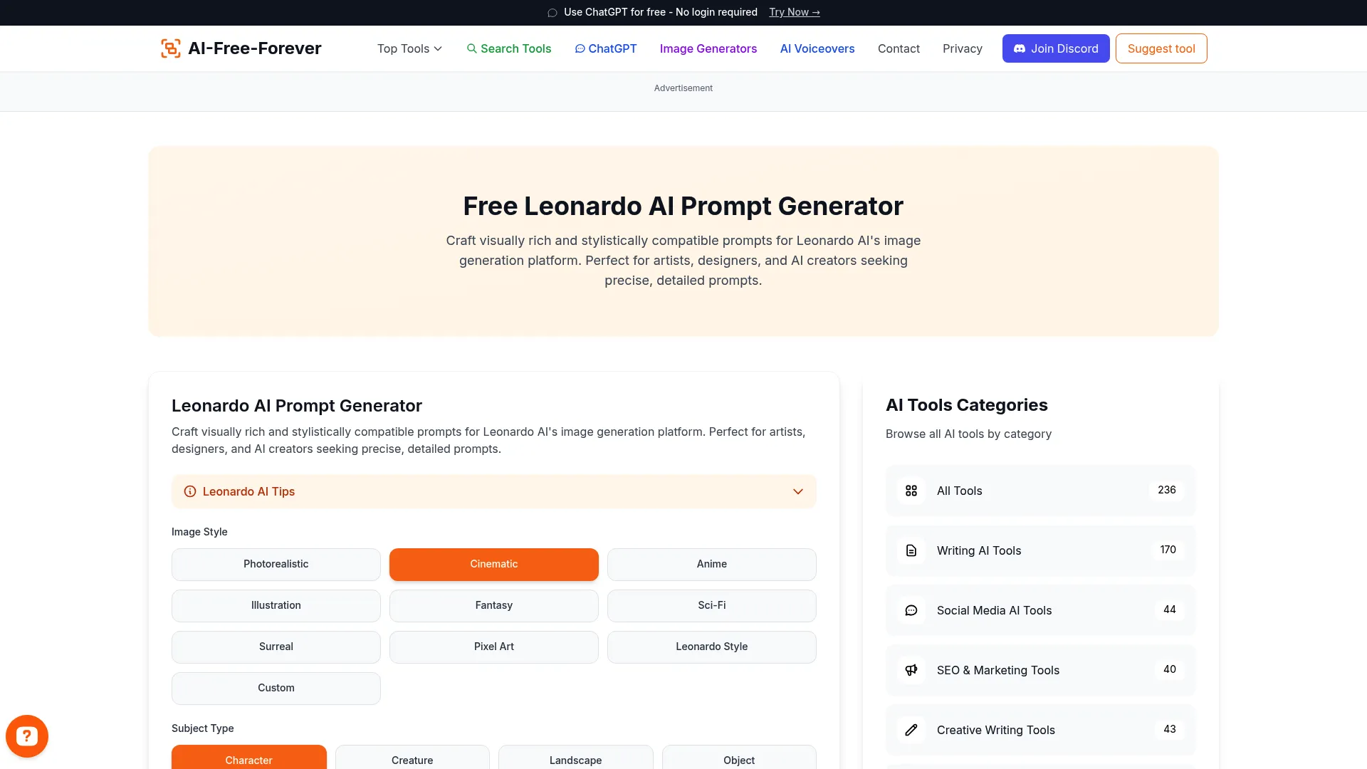 Leonardo AI Prompt Generator - Advanced Leonardo AI prompt creation