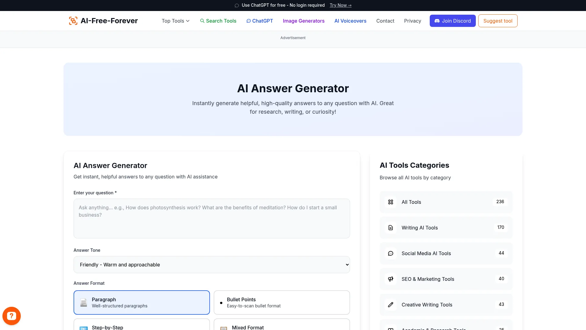 AI Answer Generator - Create comprehensive answers for any question or topic