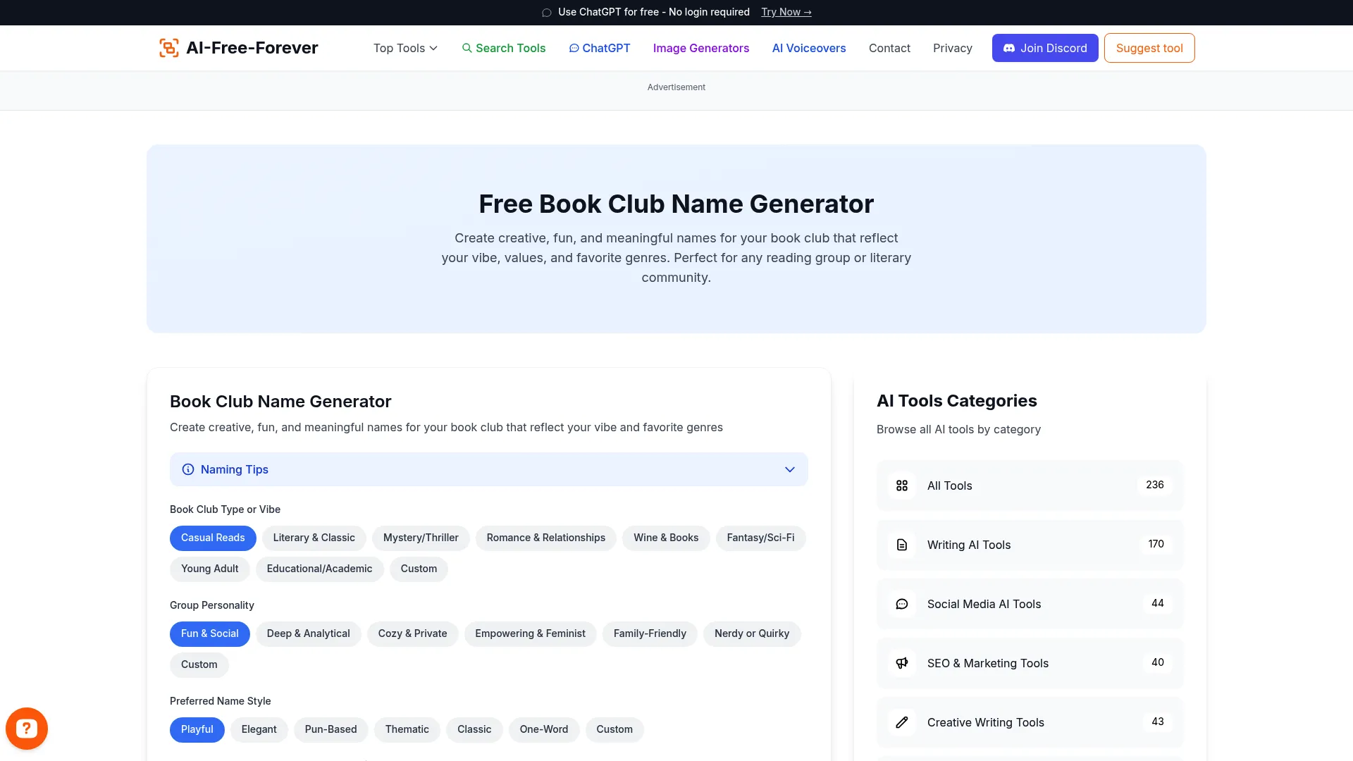 Book Club Name Generator