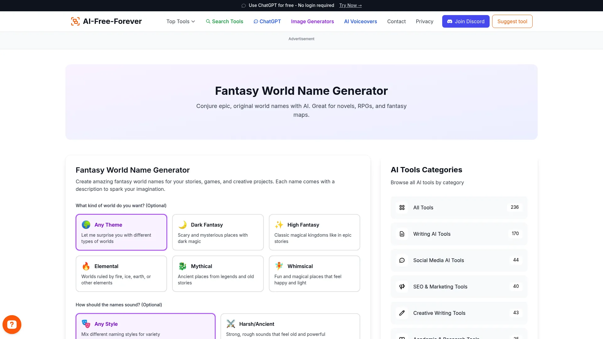 Fantasy World Name Generator