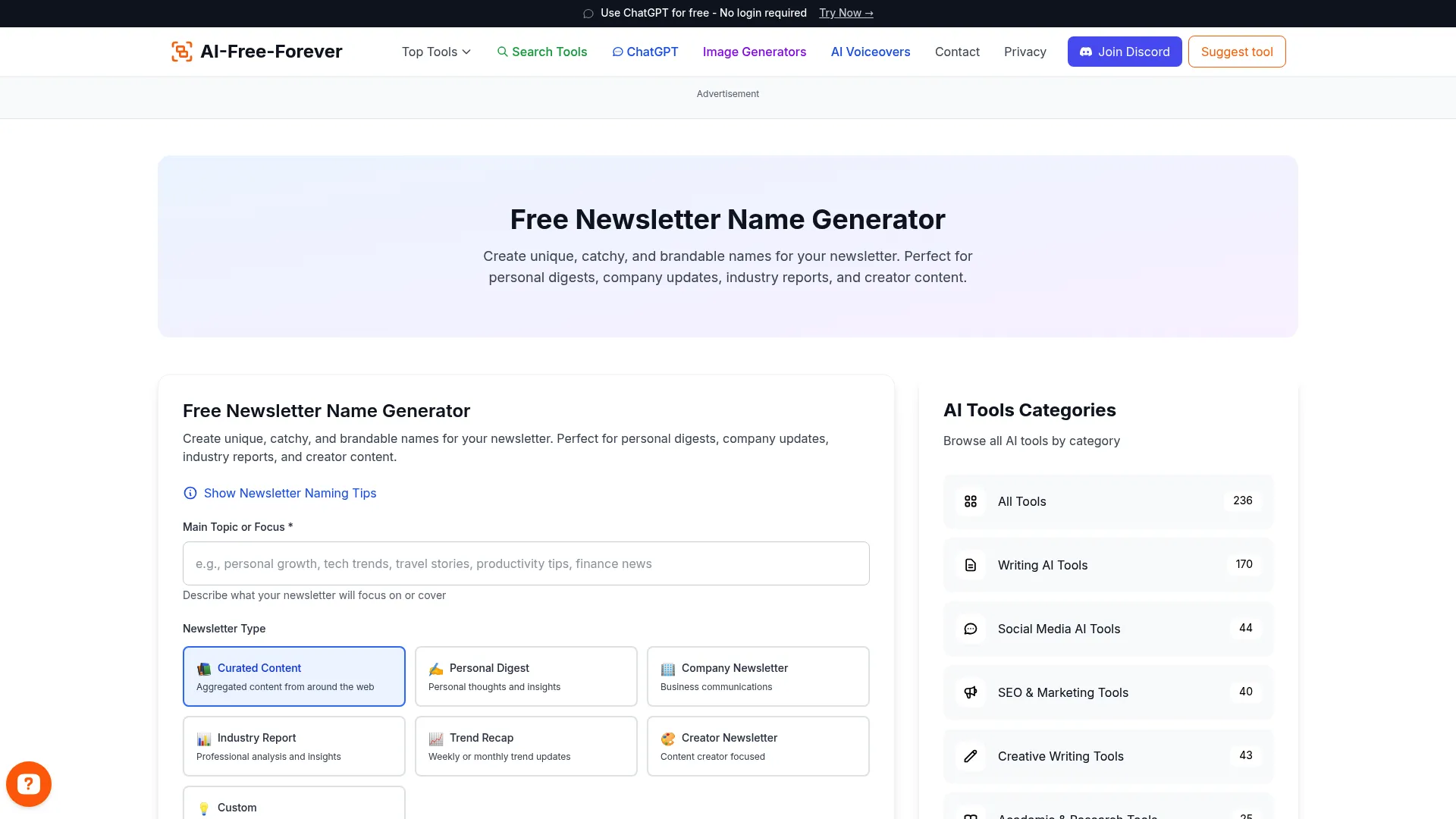Newsletter Name Generator