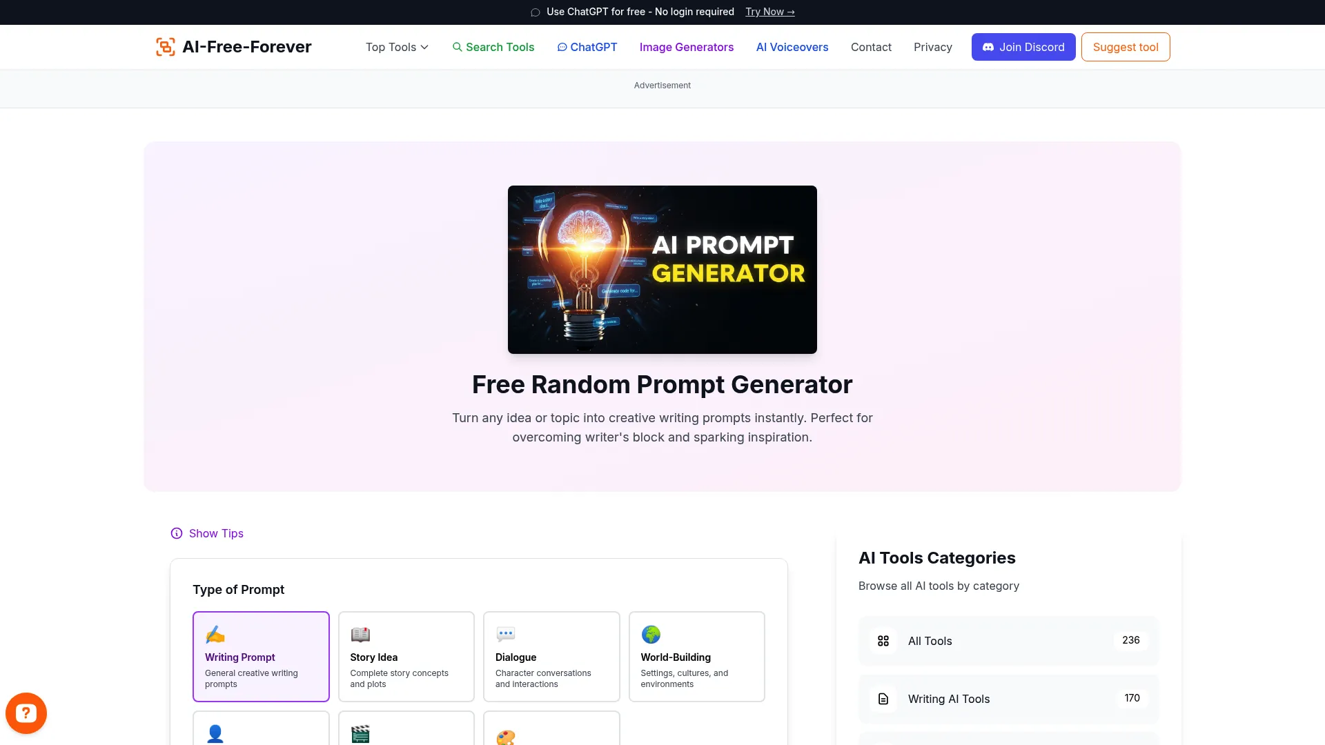 Random Prompt Generator - Spark creativity with unexpected prompt ideas
