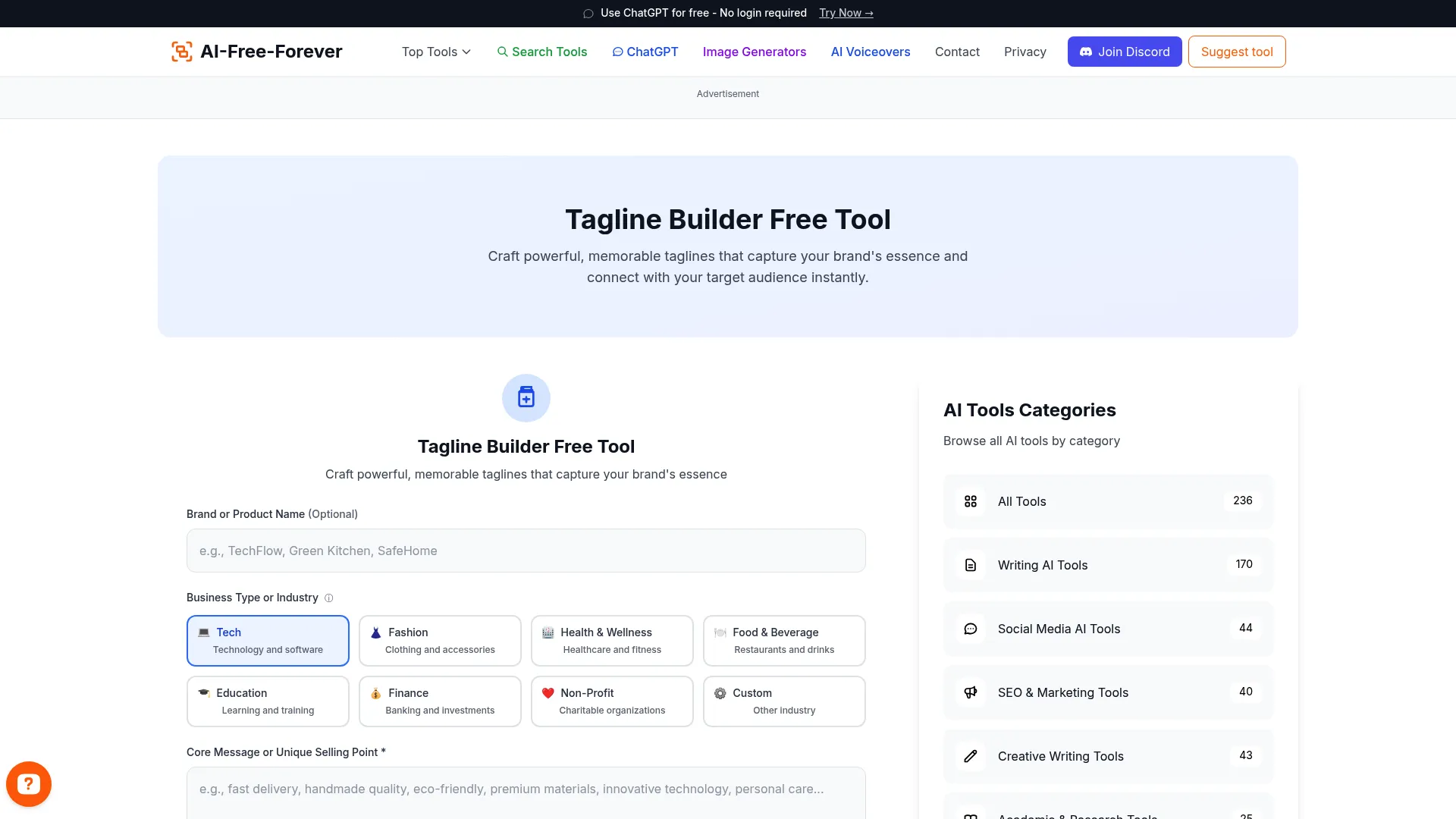 Tagline Builder - Build professional taglines that communicate your brand essence