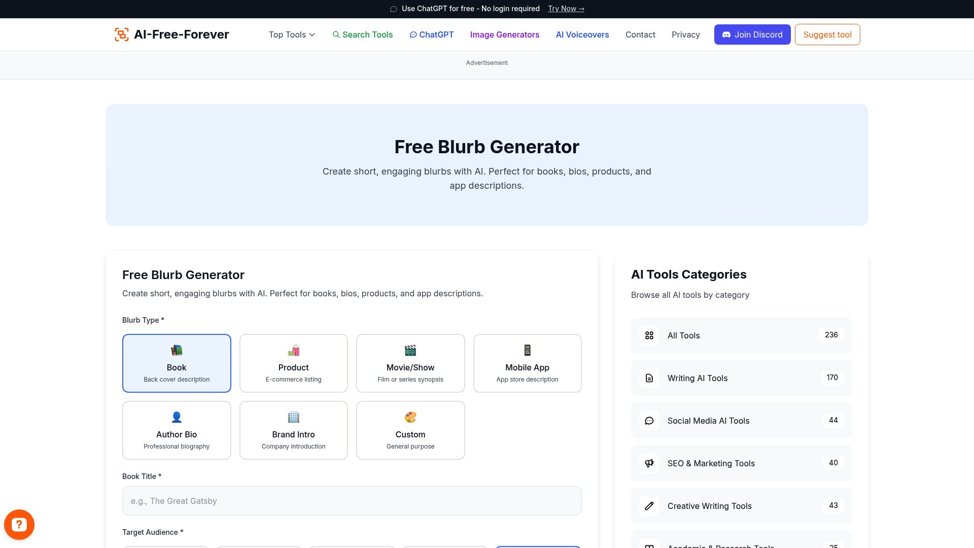 Free Blurb Generator - Create attention-grabbing blurbs for book covers and marketing materials that drive sales