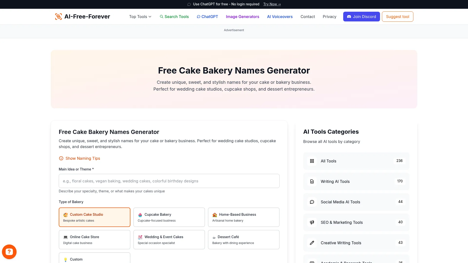 Cake Bakery Names Generator - Discover delicious and creative names for your cake business