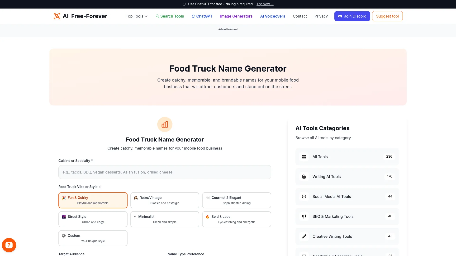 Food Truck Name Generator - Discover fun and quirky names for your food truck