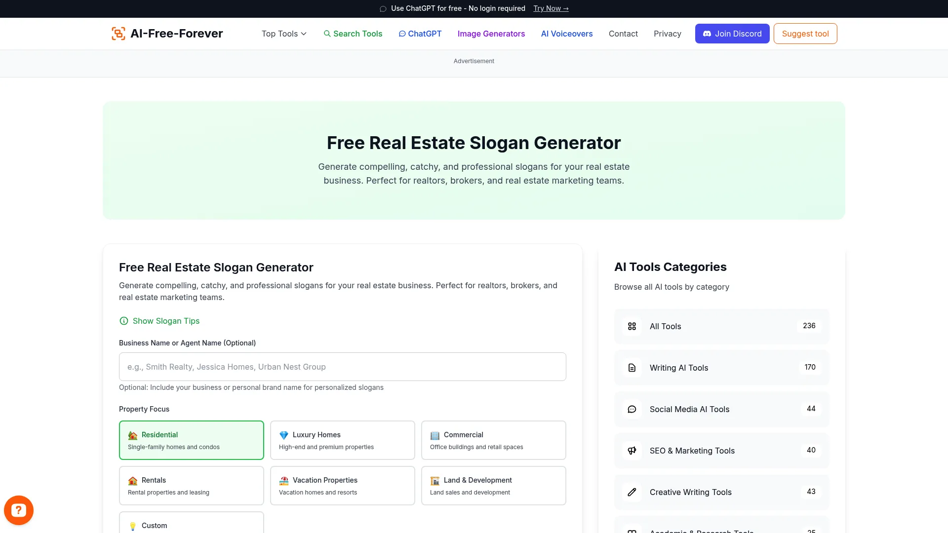 Real Estate Slogan Generator - Create catchy slogans for your real estate agency