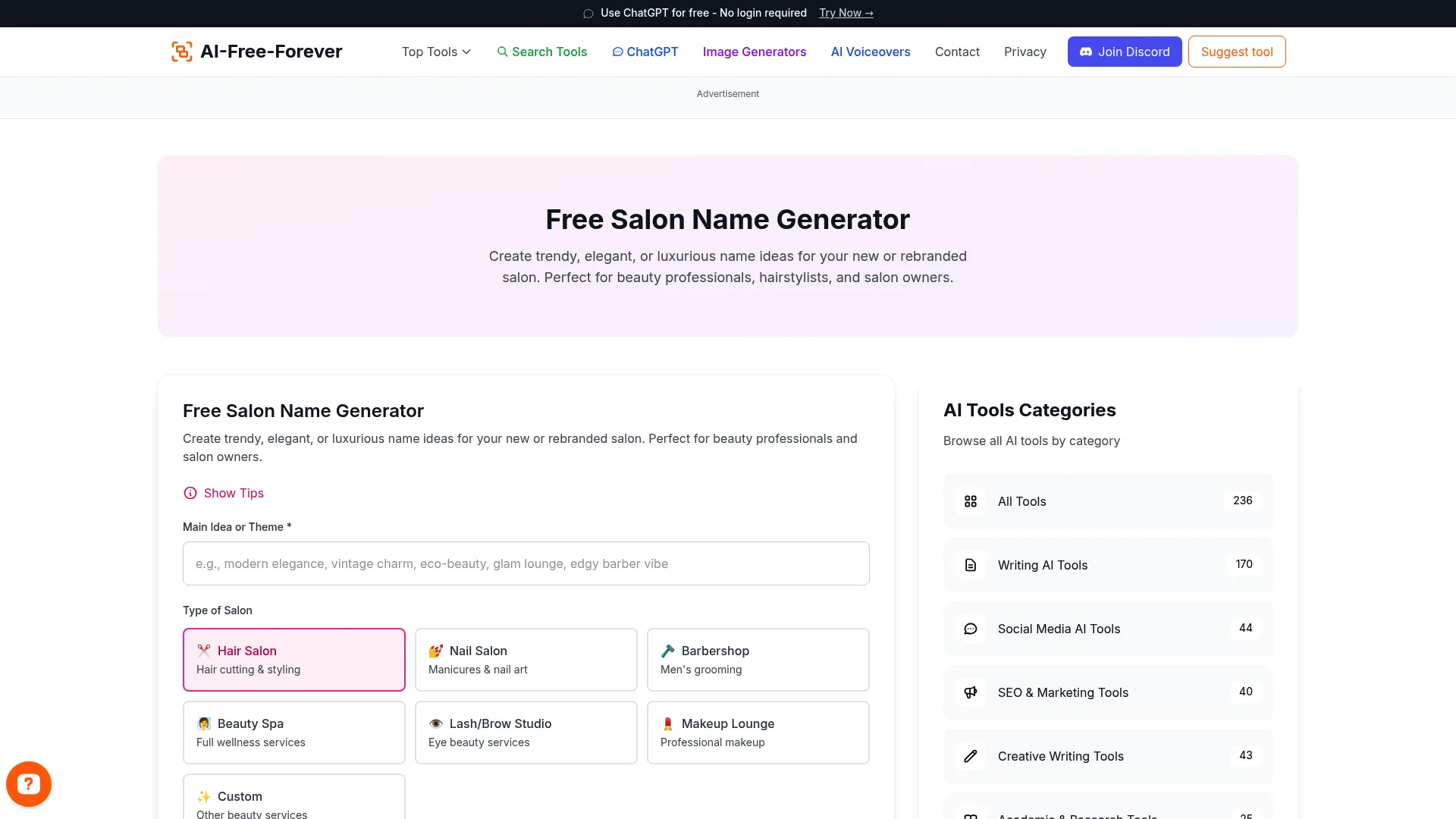 Salon Name Generator - Discover elegant and modern names for your salon
