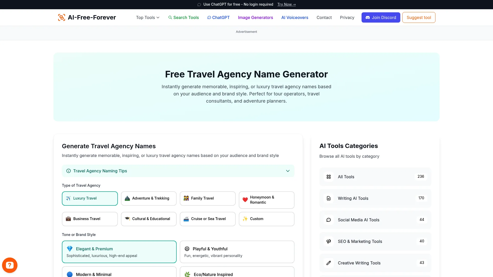Travel Agency Name Generator - Brainstorm adventurous and exciting names for your travel agency