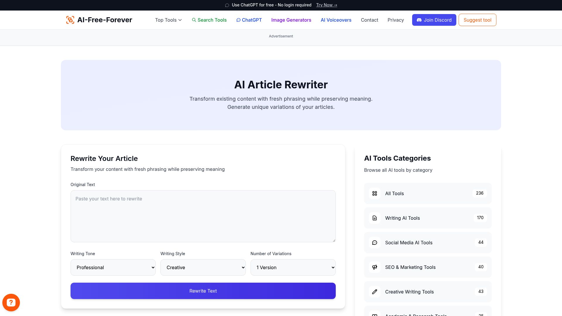 Article Rewriter - Rewrite and improve existing articles with advanced AI technology for unique, plagiarism-free content