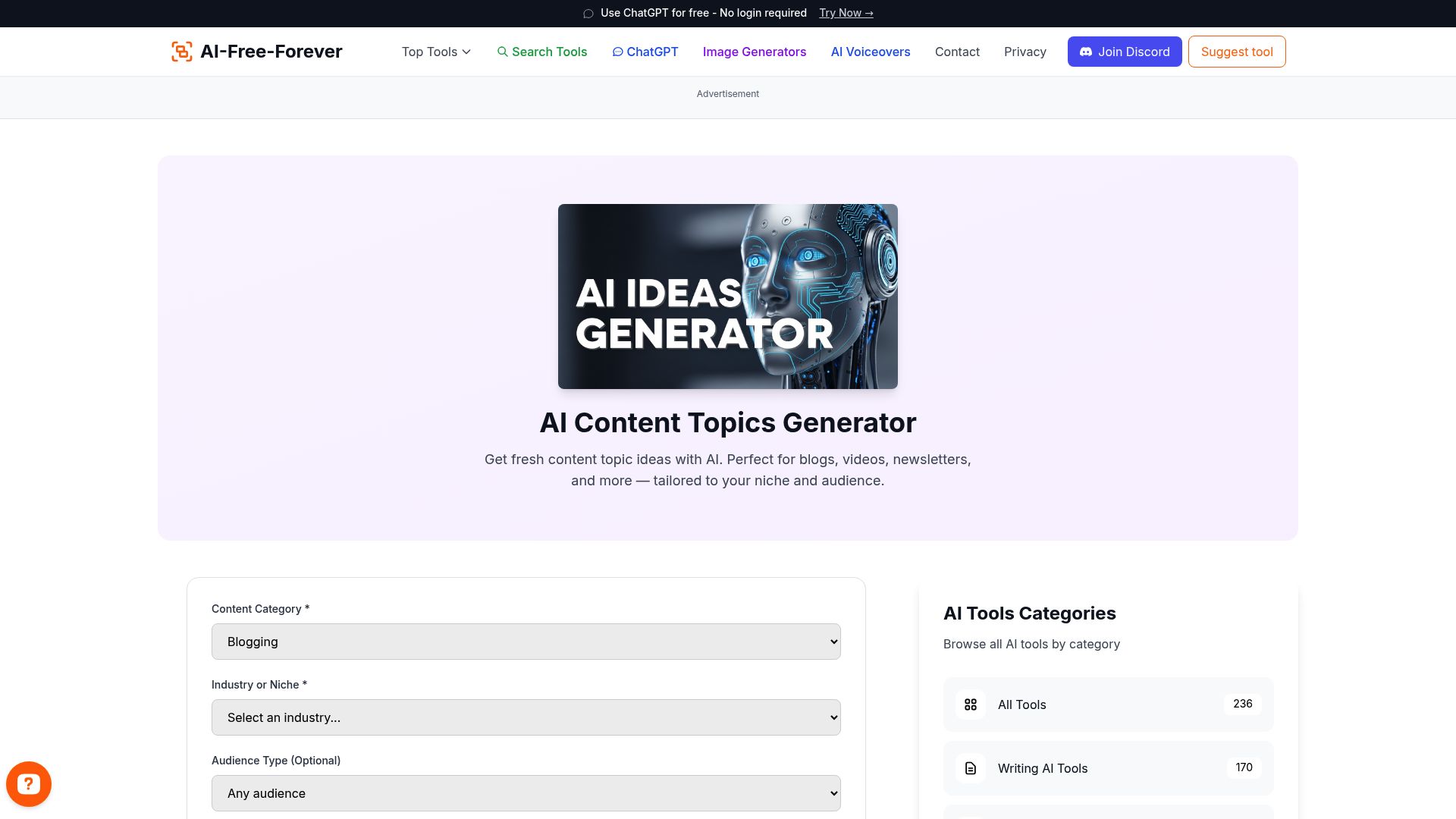 Content Topics Generator - Generate endless content ideas and topics for your niche with trending and evergreen suggestions