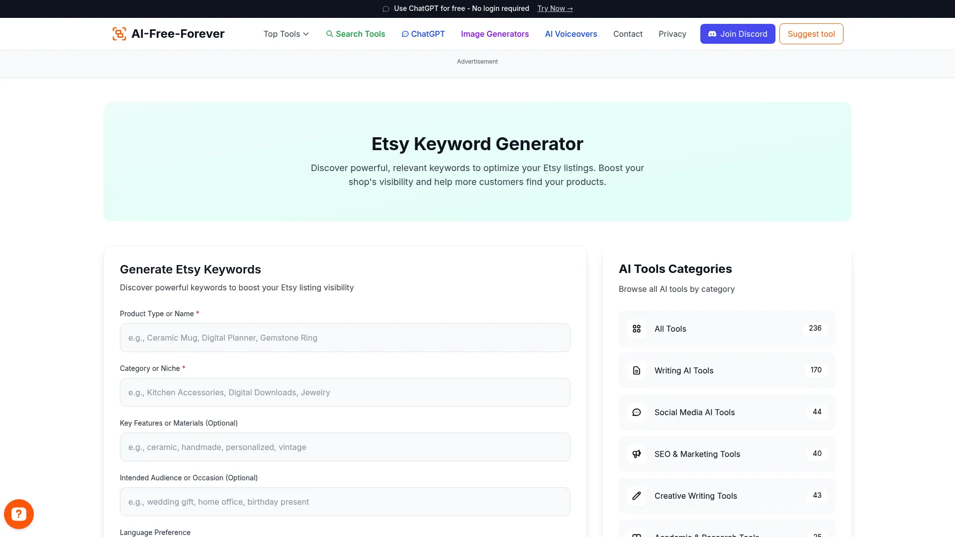 Etsy Keyword Generator - Discover profitable keywords your competitors are missing