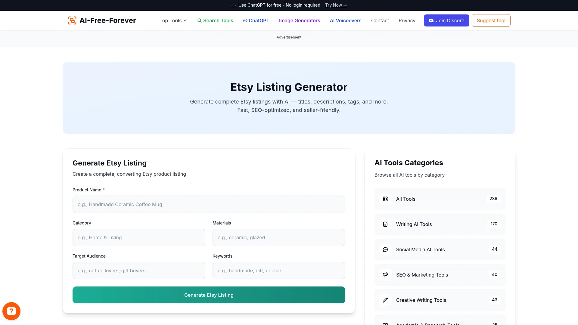Etsy Listing Generator - Create complete, optimized listings in minutes