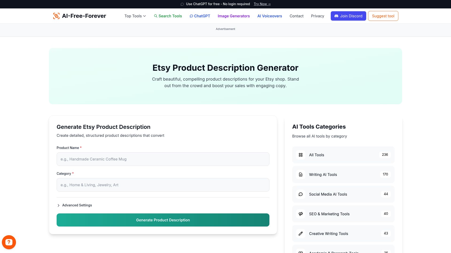 Etsy Product Description Generator - Write compelling product descriptions that convert browsers into buyers