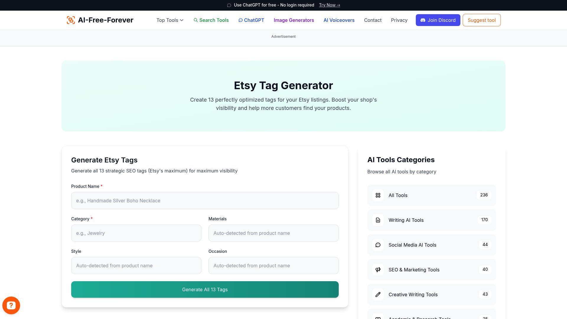 Etsy Tag Generator - Create relevant tags that improve search visibility and discoverability