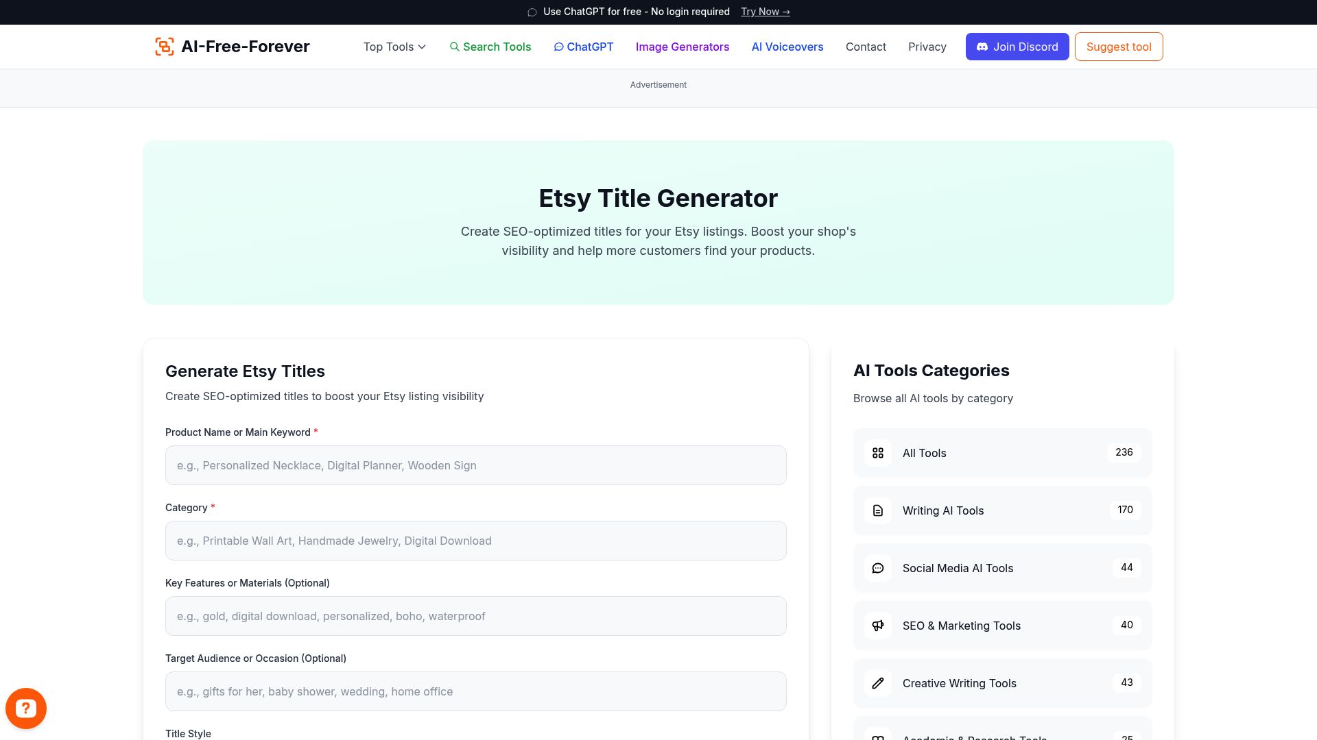 Etsy Title Generator - Write attention-grabbing titles that include keywords and appeal to buyers