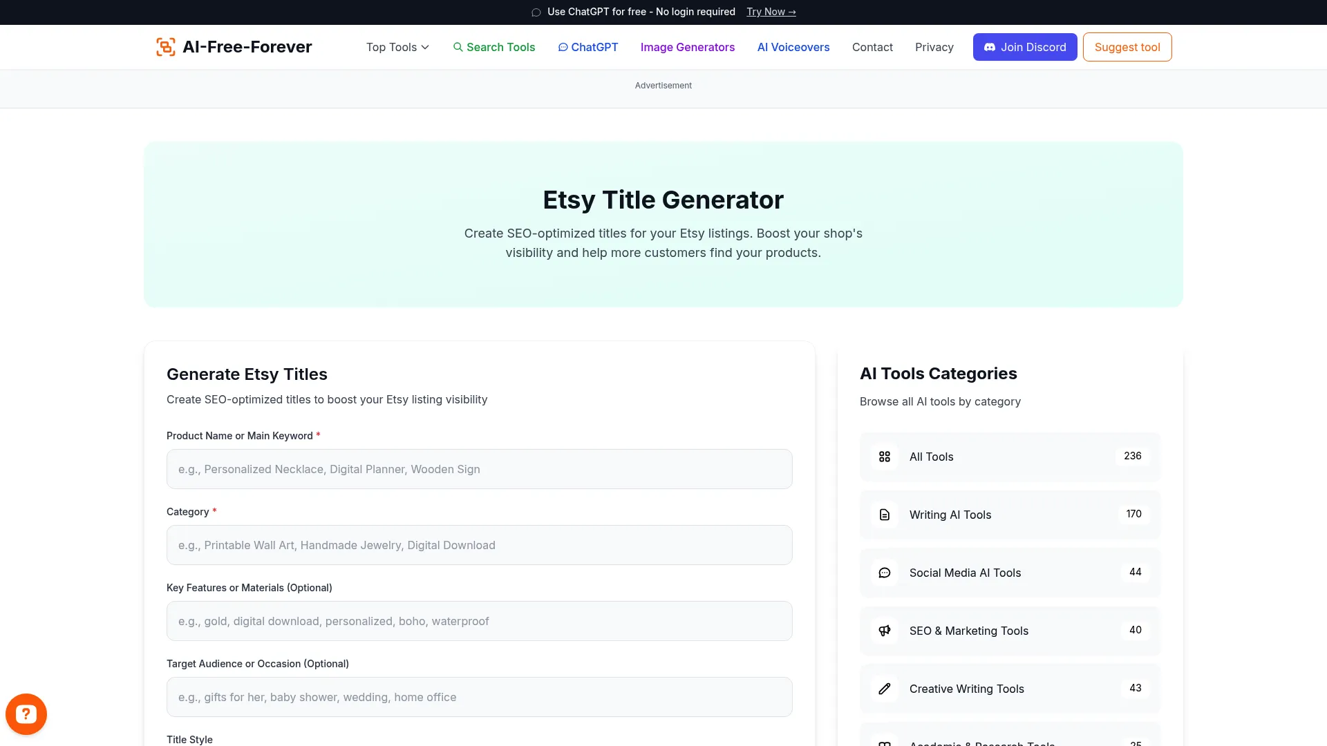 Etsy Title Generator - Generate SEO-optimized titles that customers actually search for