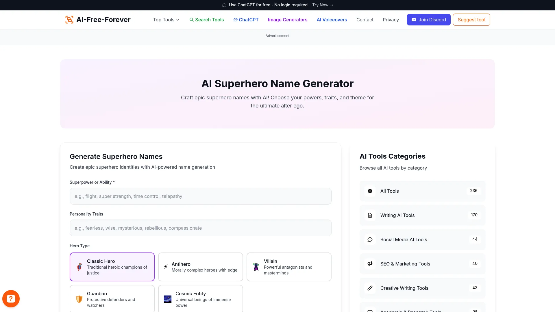 Superhero Name Generator