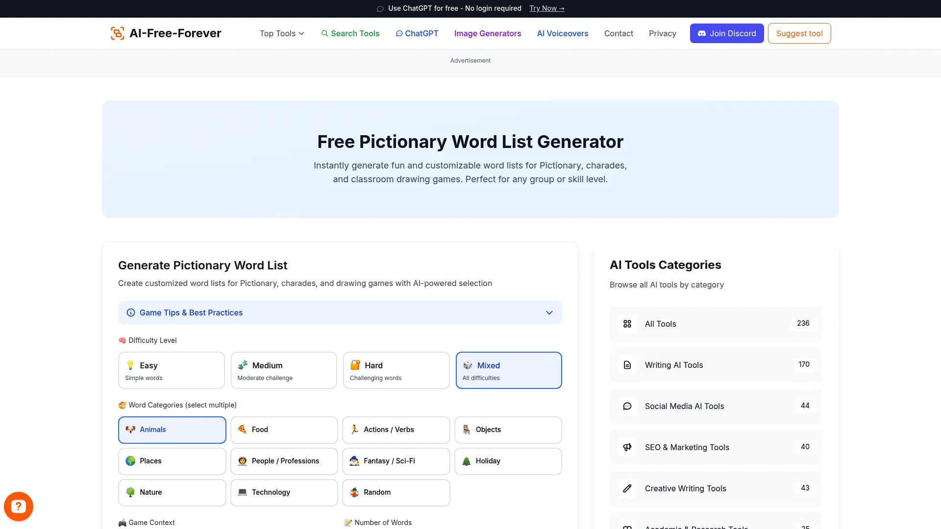 Pictionary Word List Generator - Get creative drawing prompts for game nights