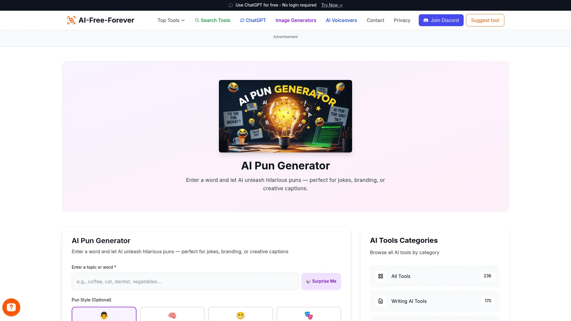 Pun Generator - Generate clever wordplay and puns that'll make people groan (in a good way)
