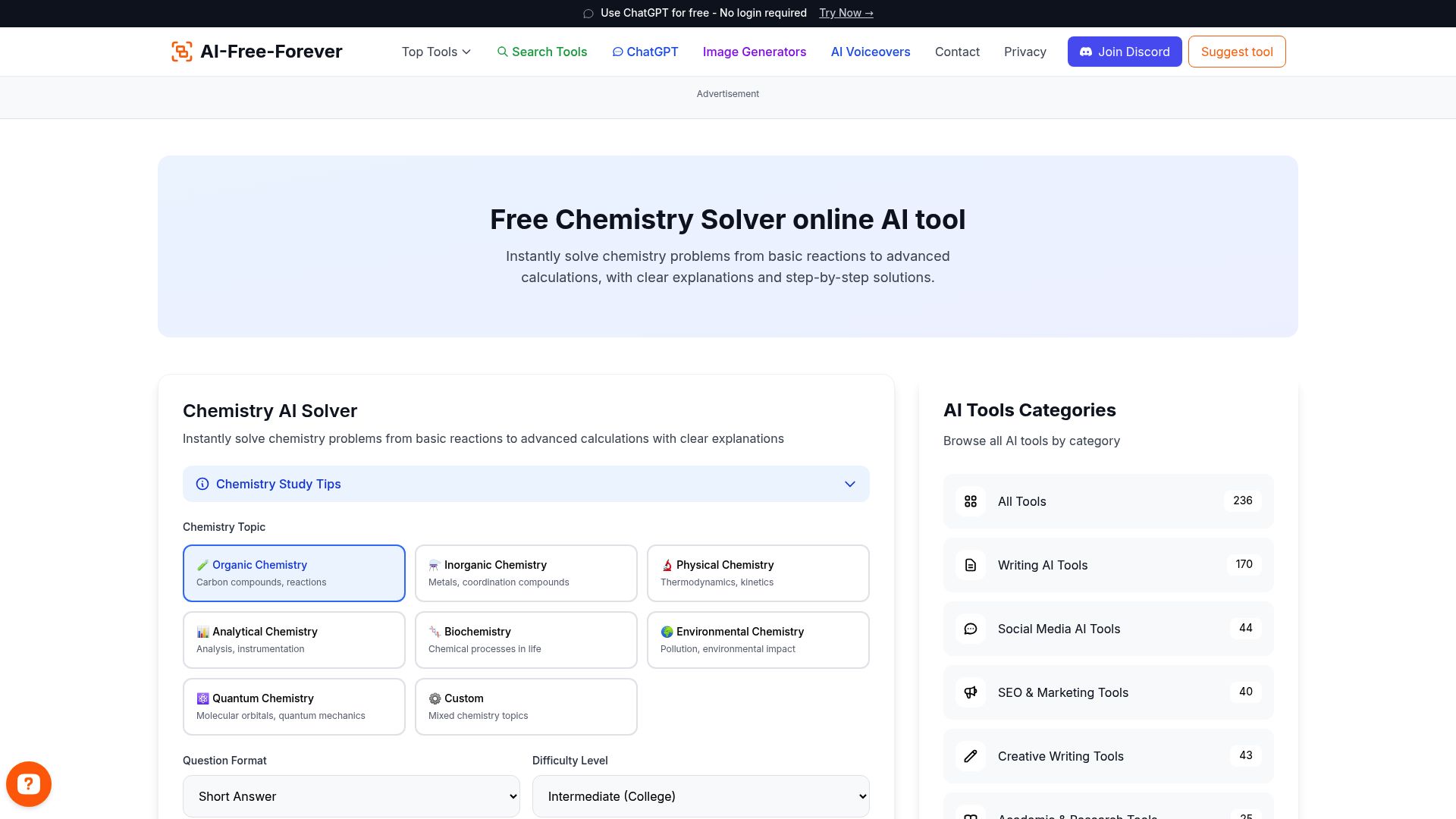 Chemistry AI Solver - Solve chemical equations, reactions, and molecular problems with detailed explanations