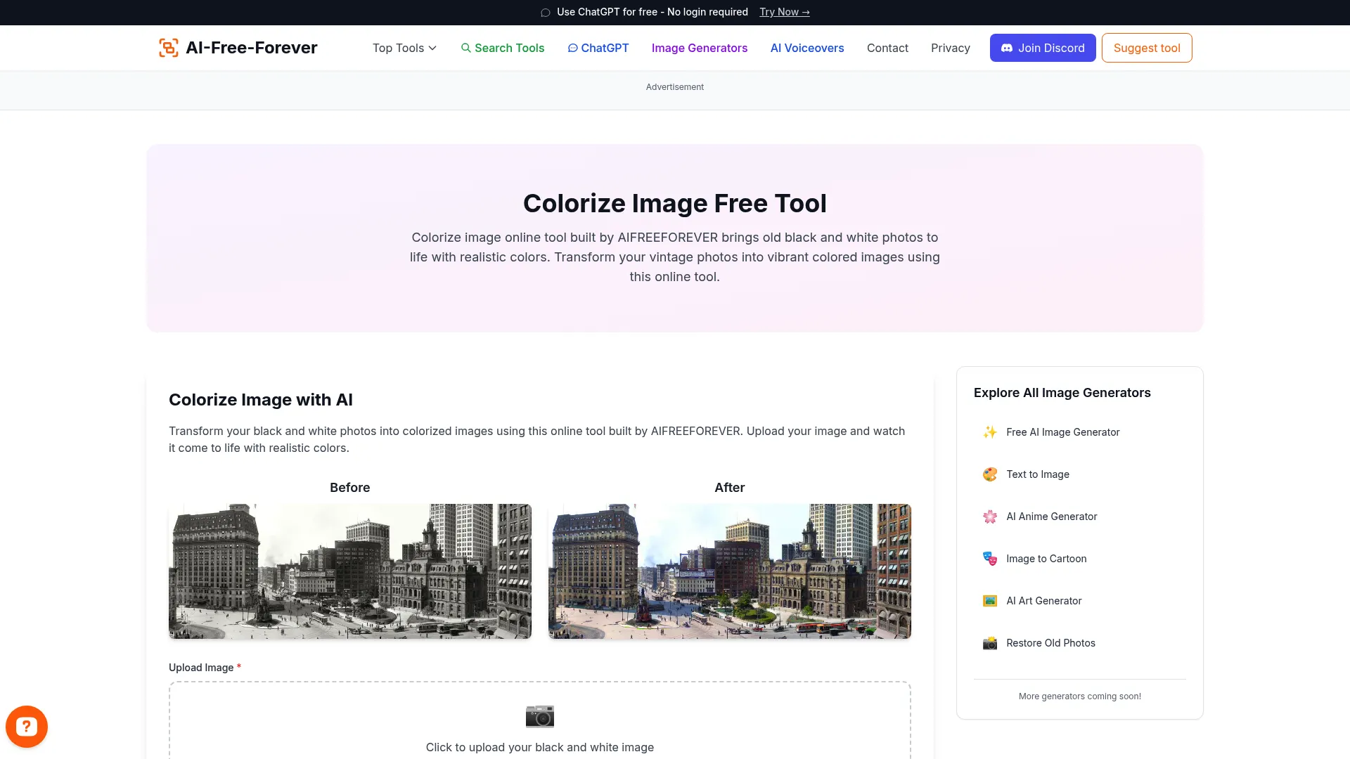 Colorize Image - Add realistic colors to black and white photographs