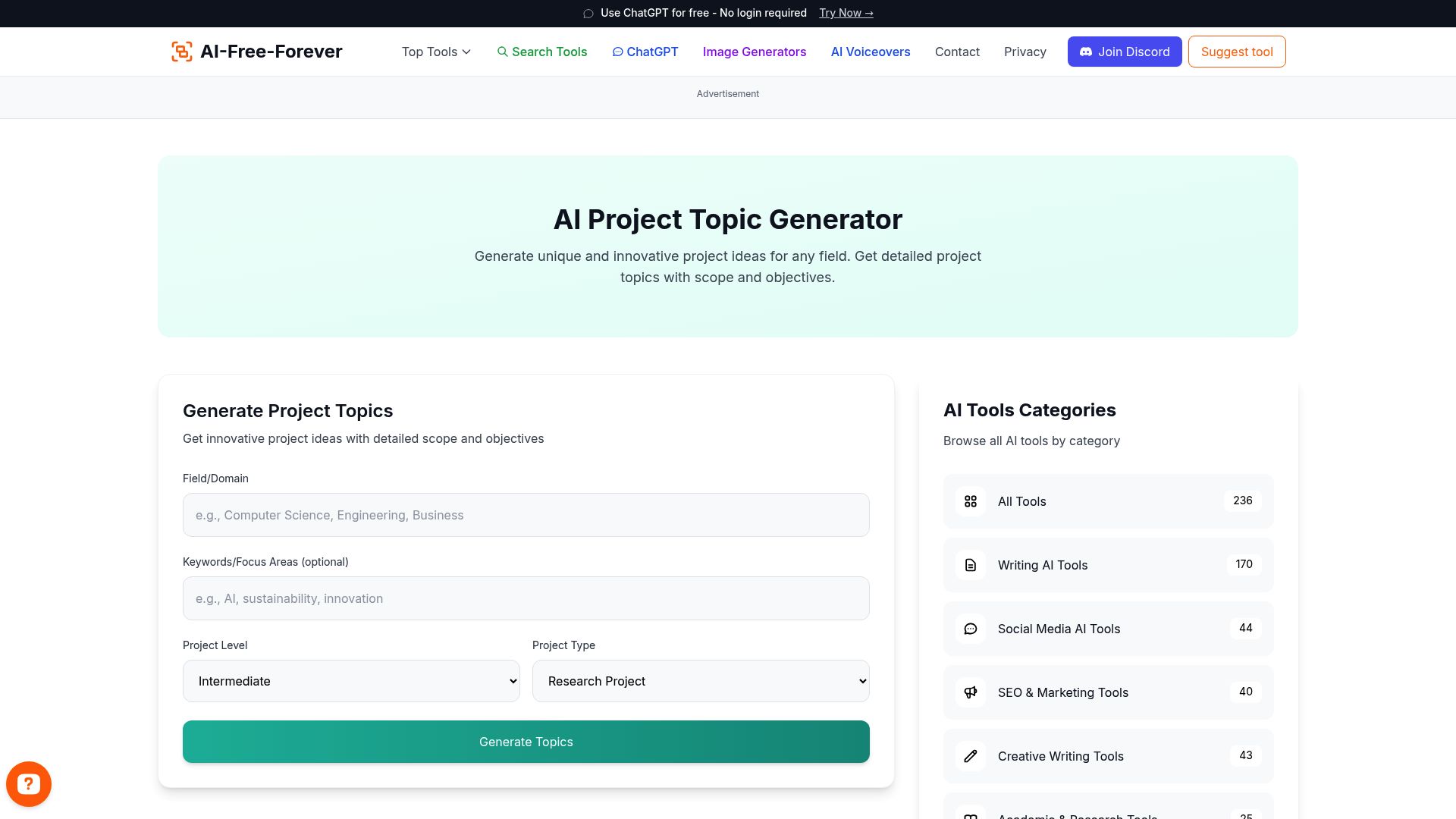 Project Topic Generator - Create engaging project topics and research proposals for academic work