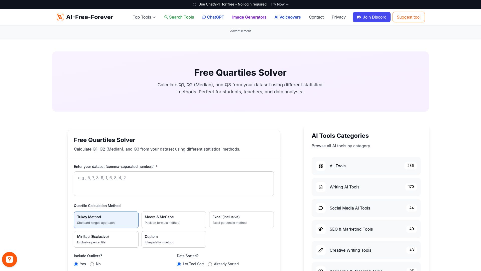Quartiles Solver - Calculate quartiles, percentiles, and statistical measures from datasets with detailed explanations