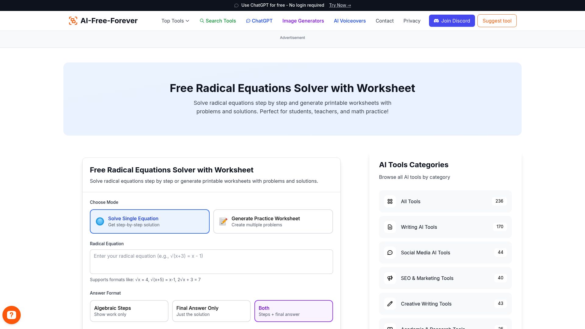 Radical Equations Solver - Solve equations involving square roots and other radicals with proper isolation techniques