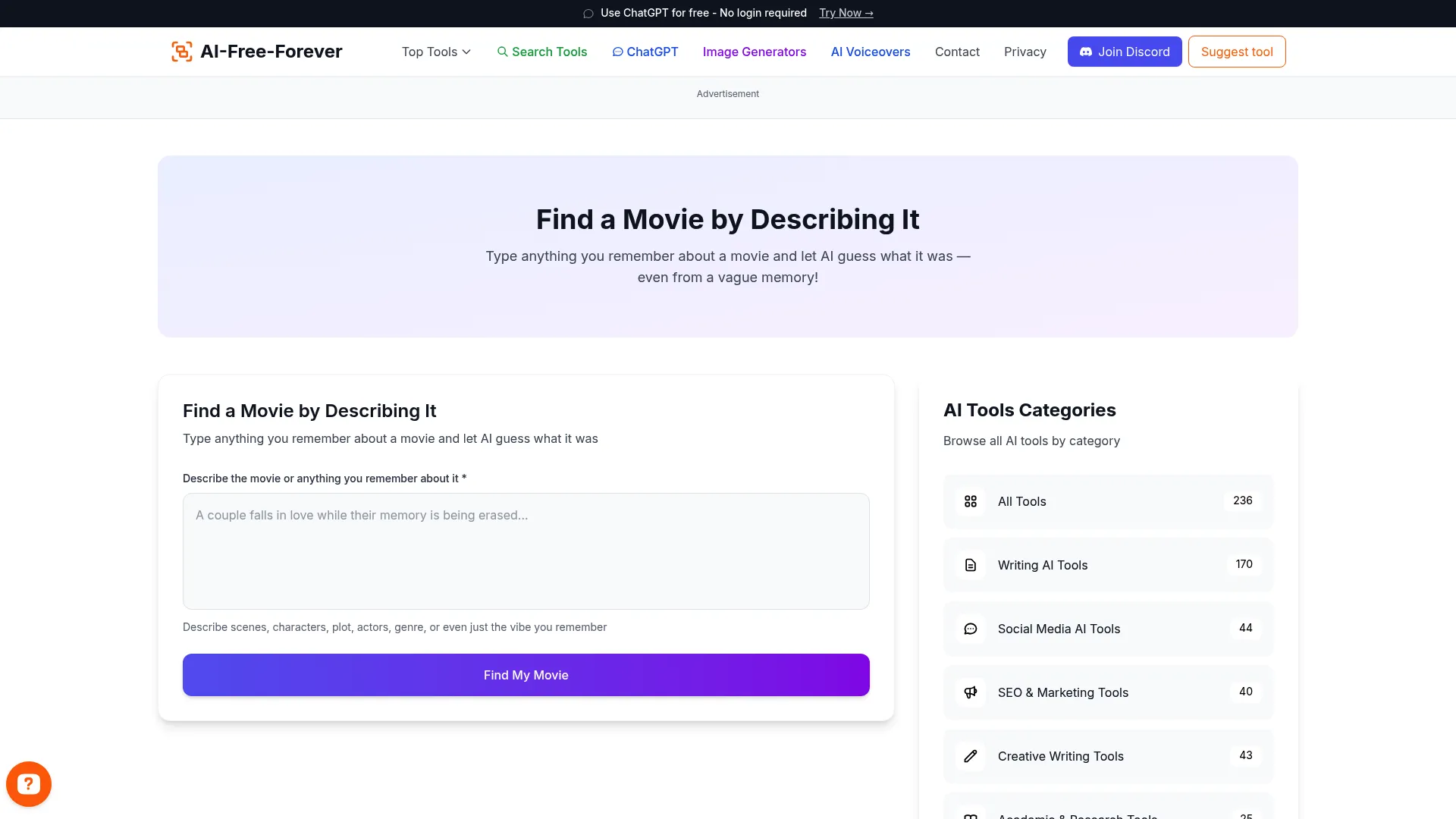 Find a Movie by Describing It - Identify films using any description or memory you have