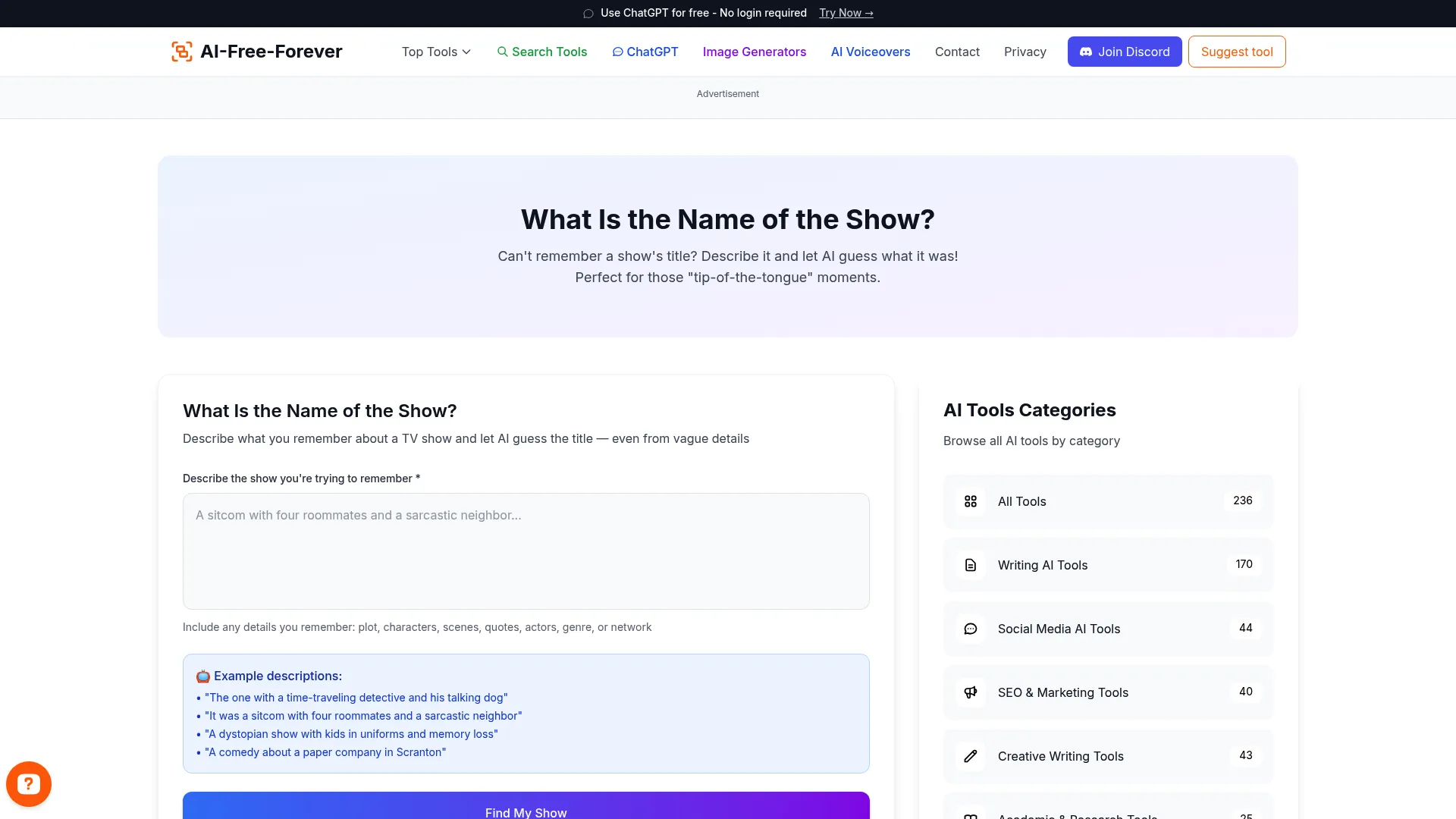 What Is the Name of the Show - Find TV shows and series by description or plot details