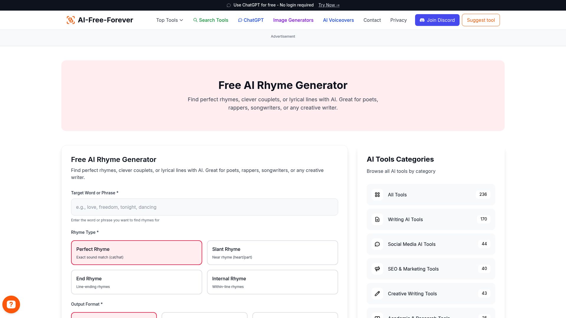Free AI Rhyme Generator - Find perfect rhymes and create rhyming verses for any poem with natural flow