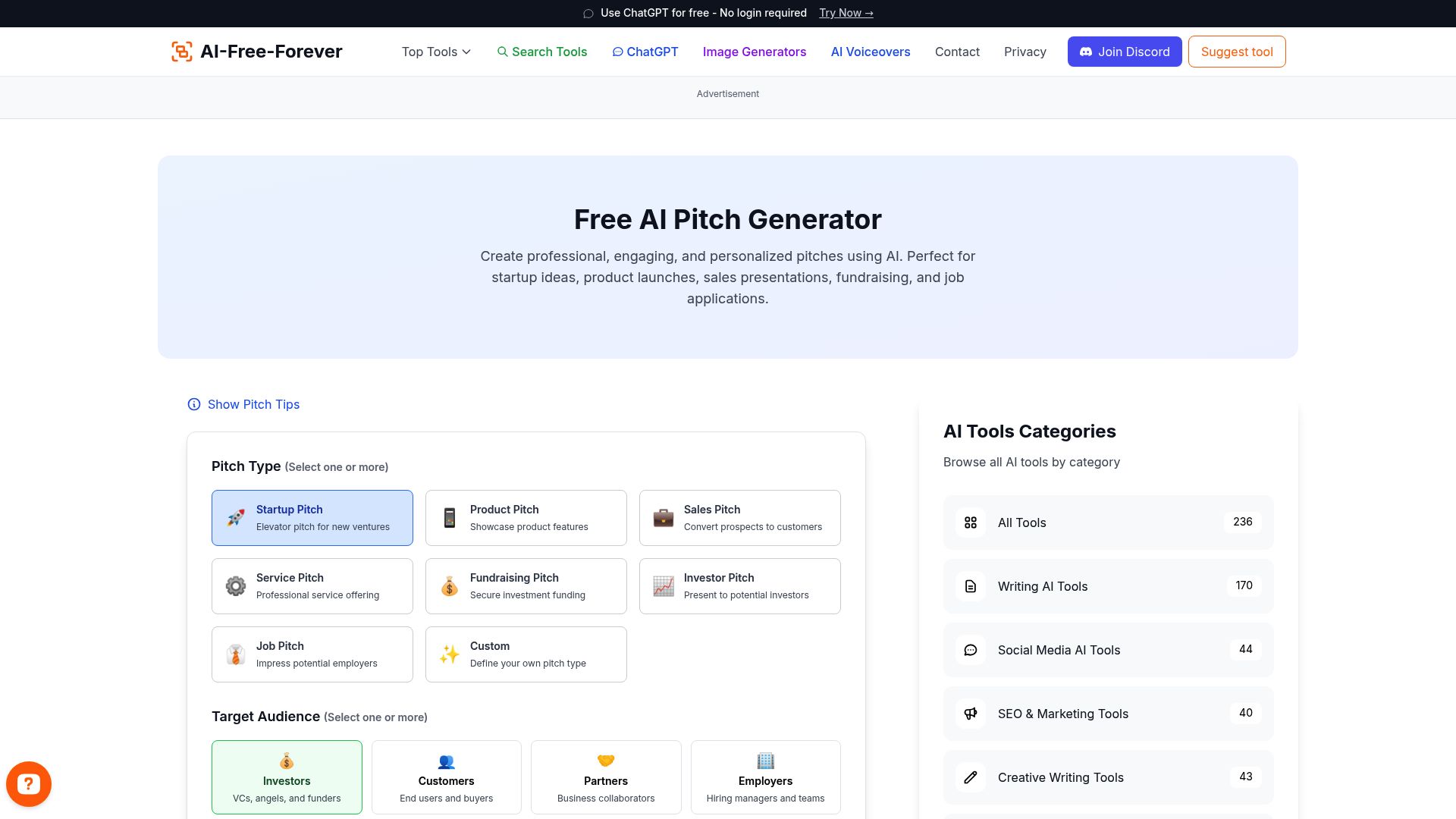AI Pitch Generator - Develop persuasive pitches for presentations and investor meetings