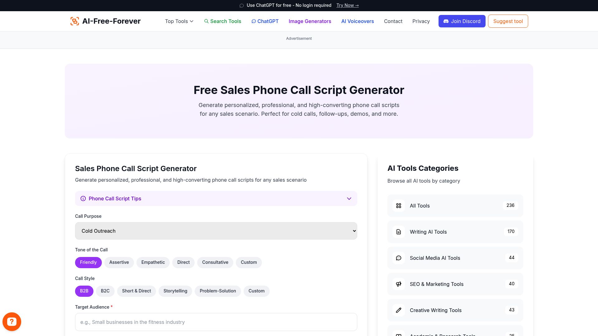 Sales Phone Call Script Generator - Write effective phone scripts for sales calls and follow-ups