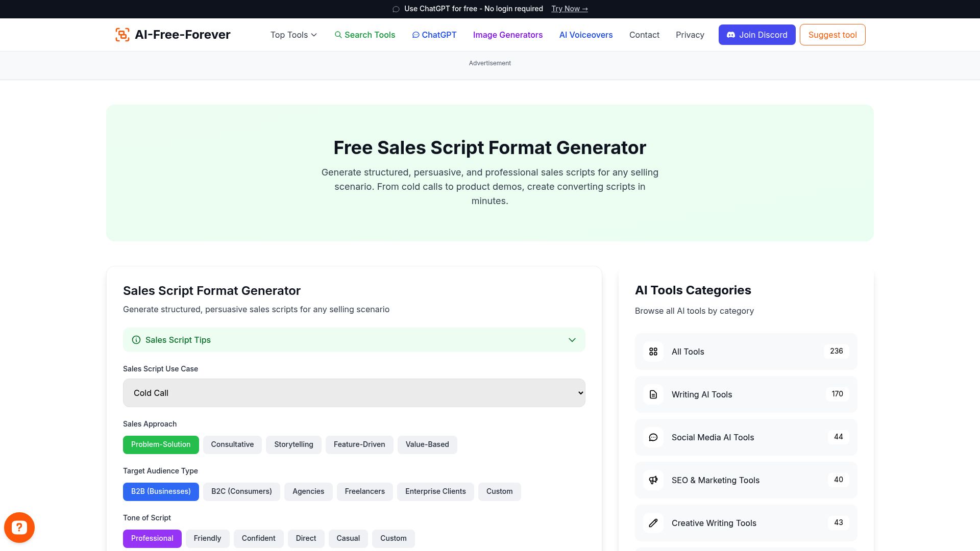 Sales Script Format Generator - Create properly formatted sales scripts with clear structure