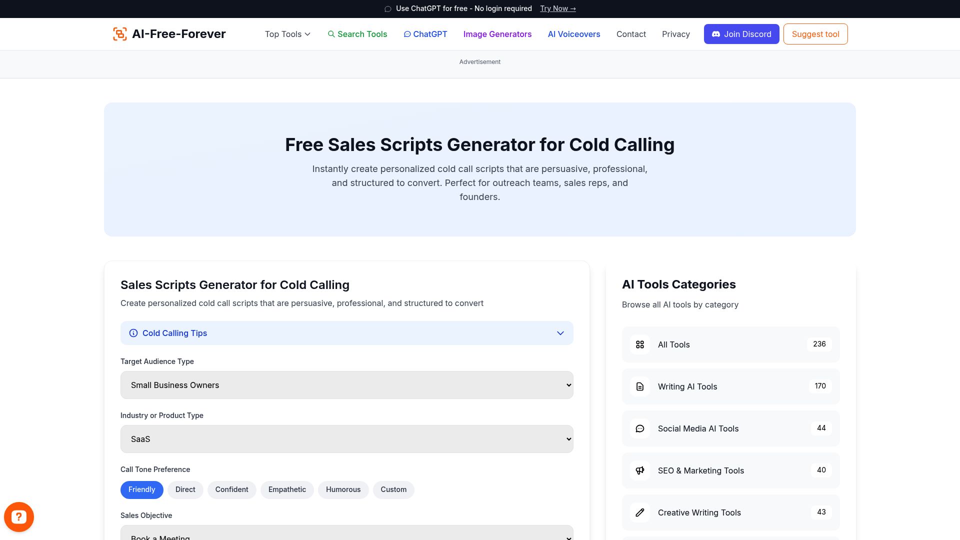 Sales Scripts Generator Cold Calling - Create effective cold calling scripts that get results