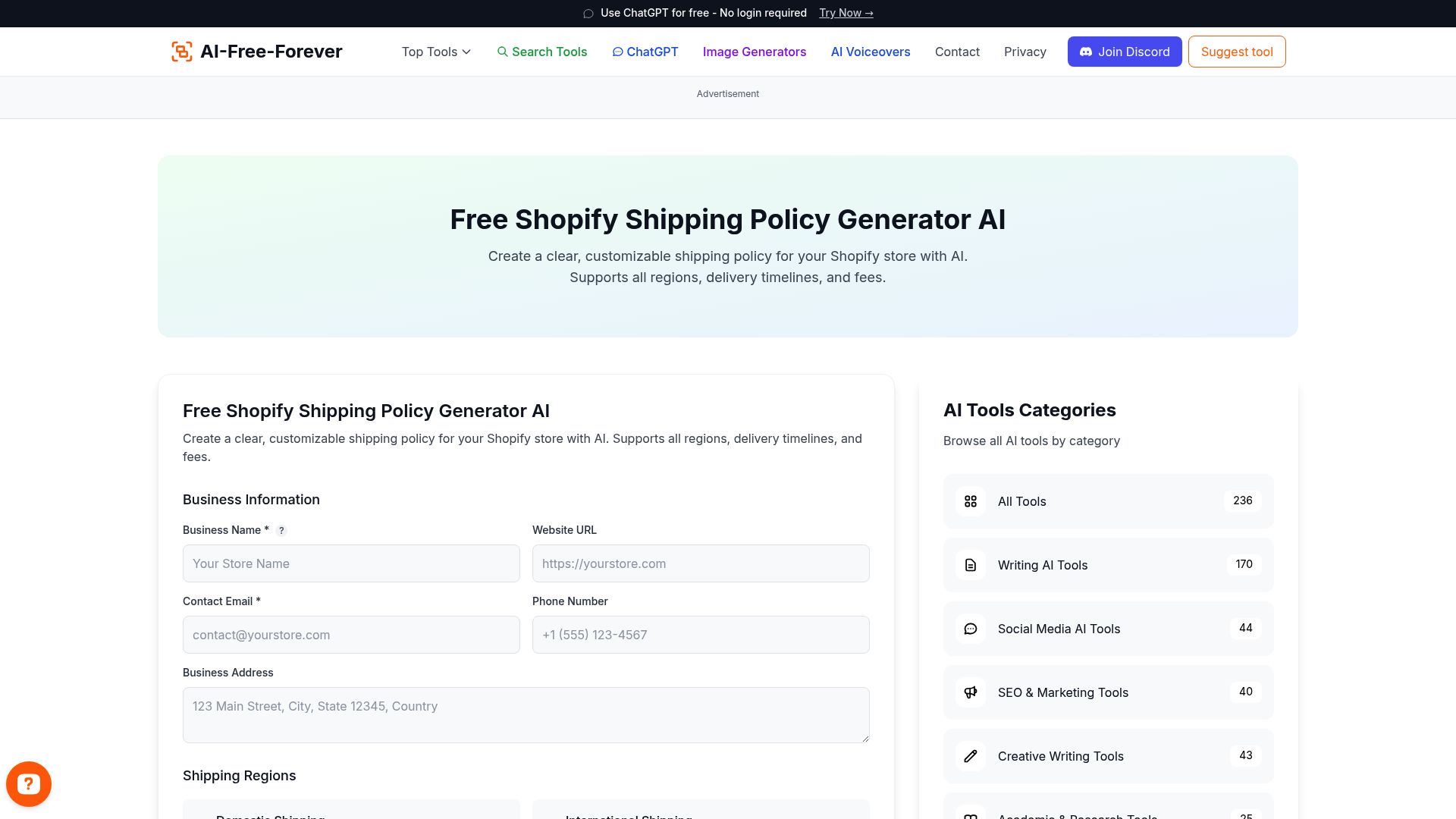 Free Shopify Shipping Policy Generator AI - Create a clear and simple shipping policy for your customers
