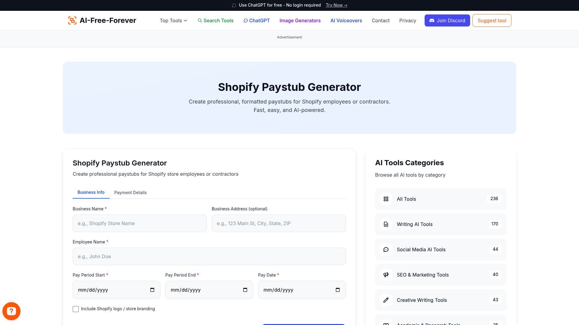 Shopify Paystub Generator - Generate paystubs for your employees or contractors