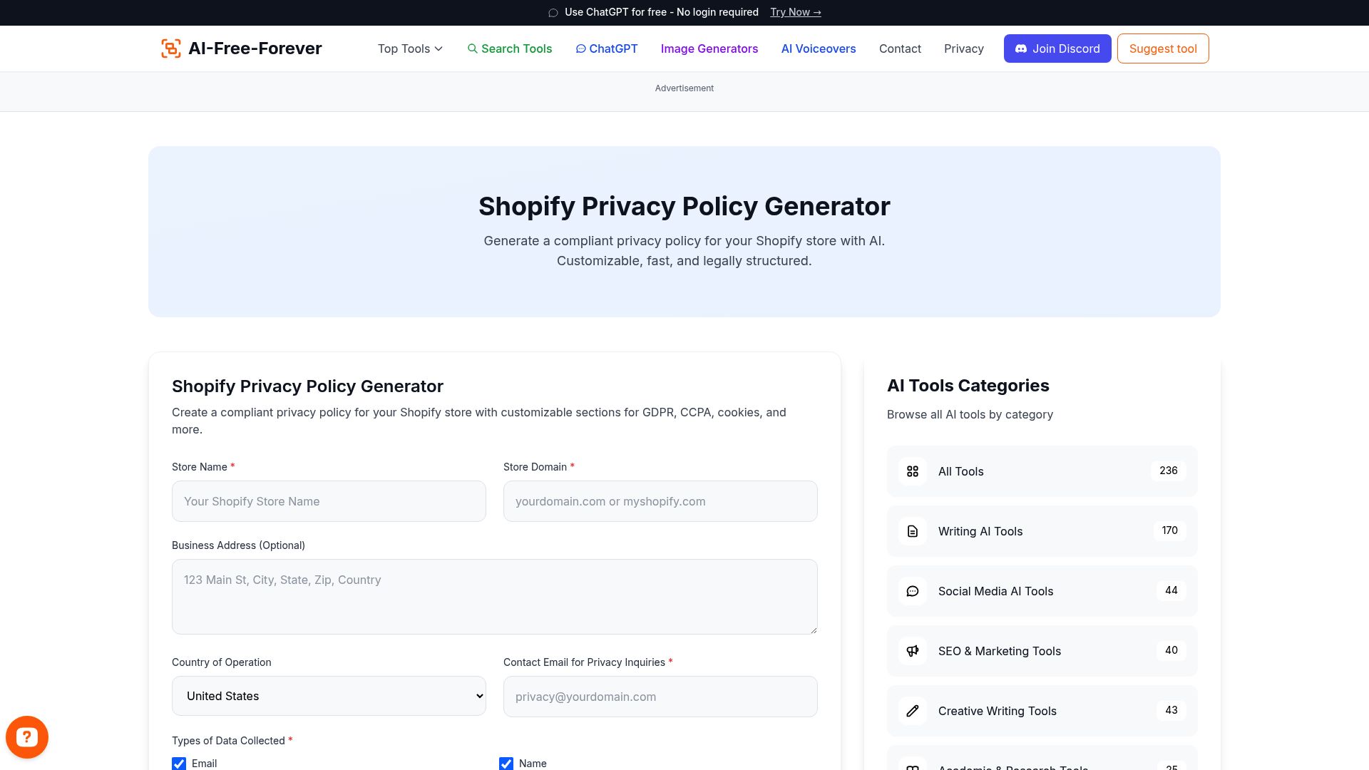 Shopify Privacy Policy Generator - Create a full privacy policy for your store