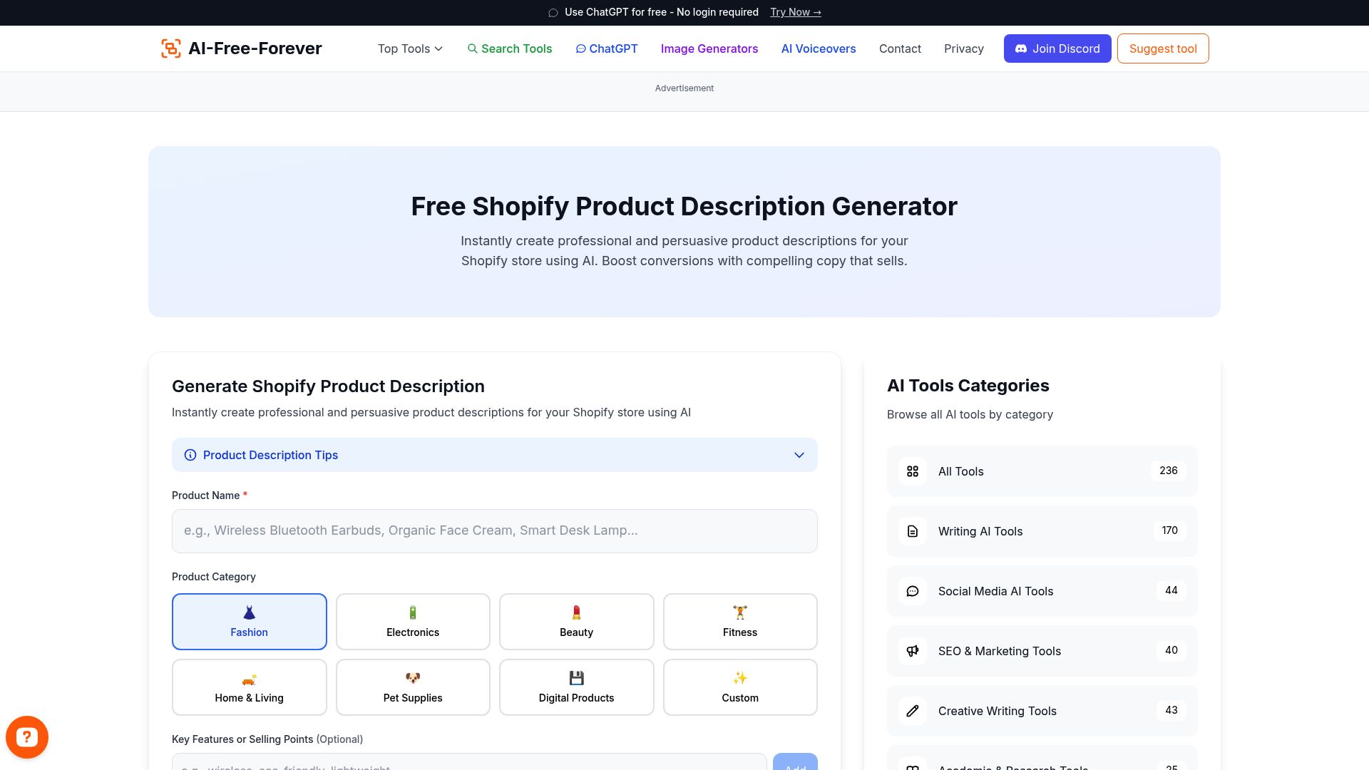 Shopify Product Description Generator - Write product descriptions that get people to buy