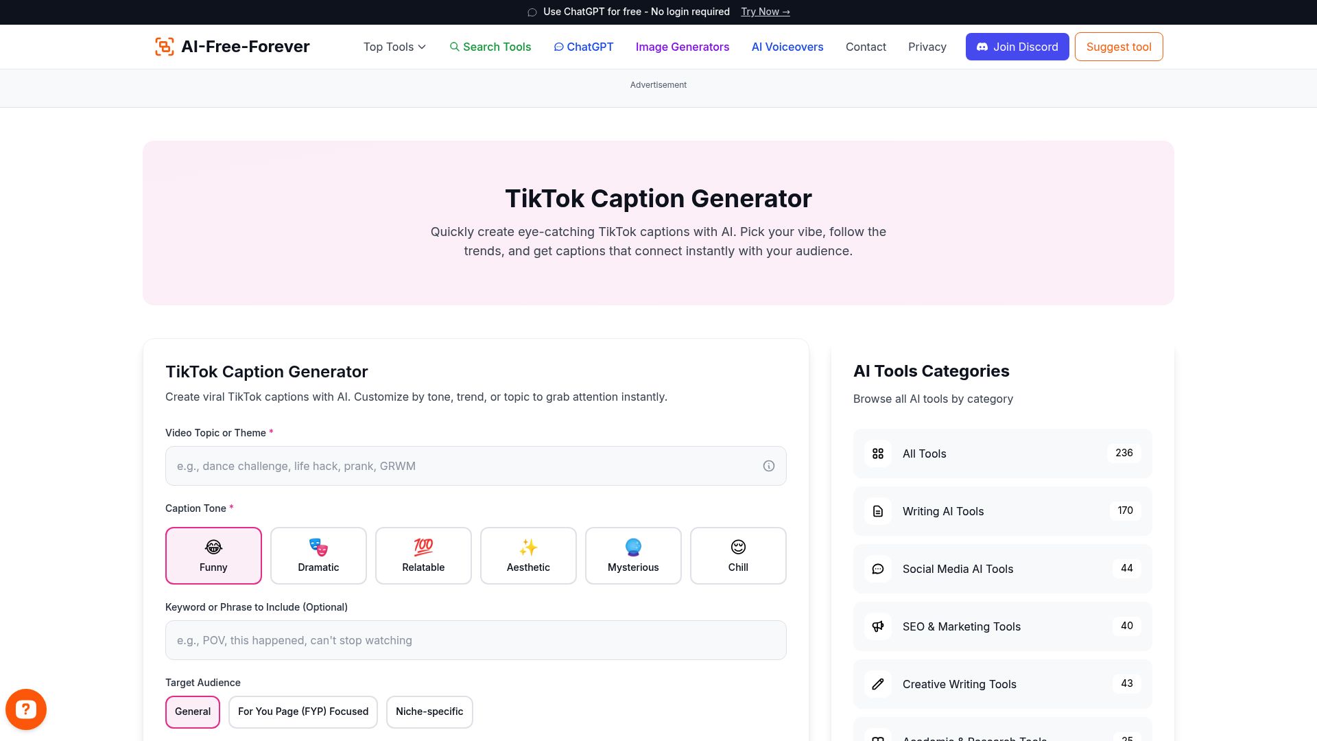 TikTok Caption Generator - Create viral TikTok captions with trending hashtags and youth-oriented language for maximum reach