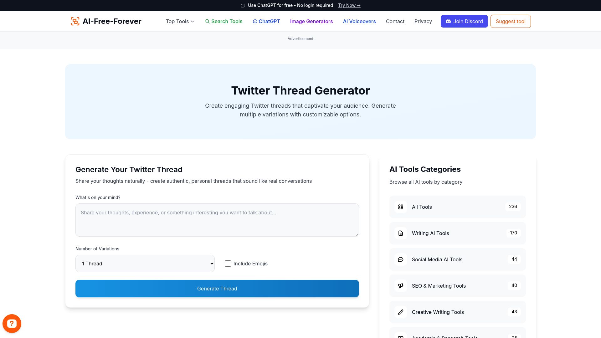 Twitter Thread Generator - Break down complex topics into engaging Twitter threads with proper character management and flow optimization