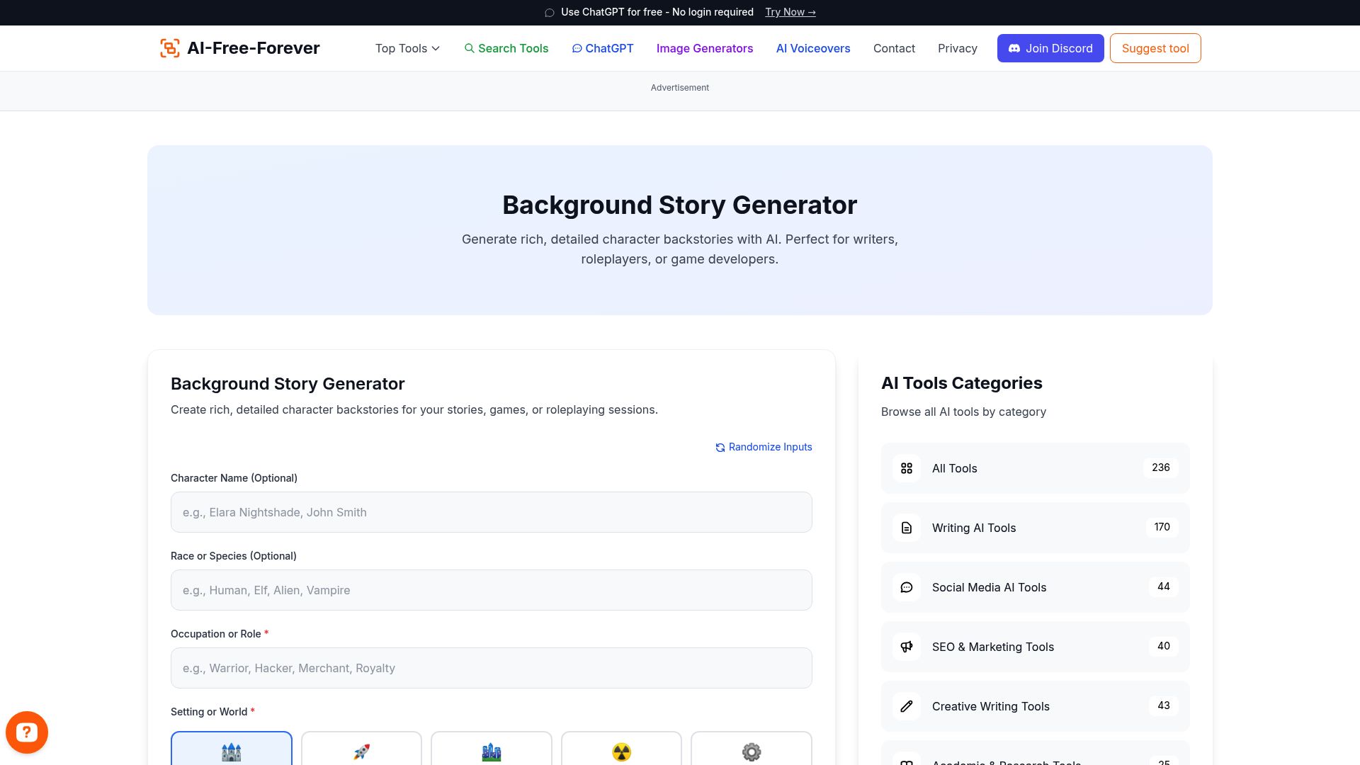 Background Story Generator - Develop rich backstories and character histories for compelling narrative depth and character development
