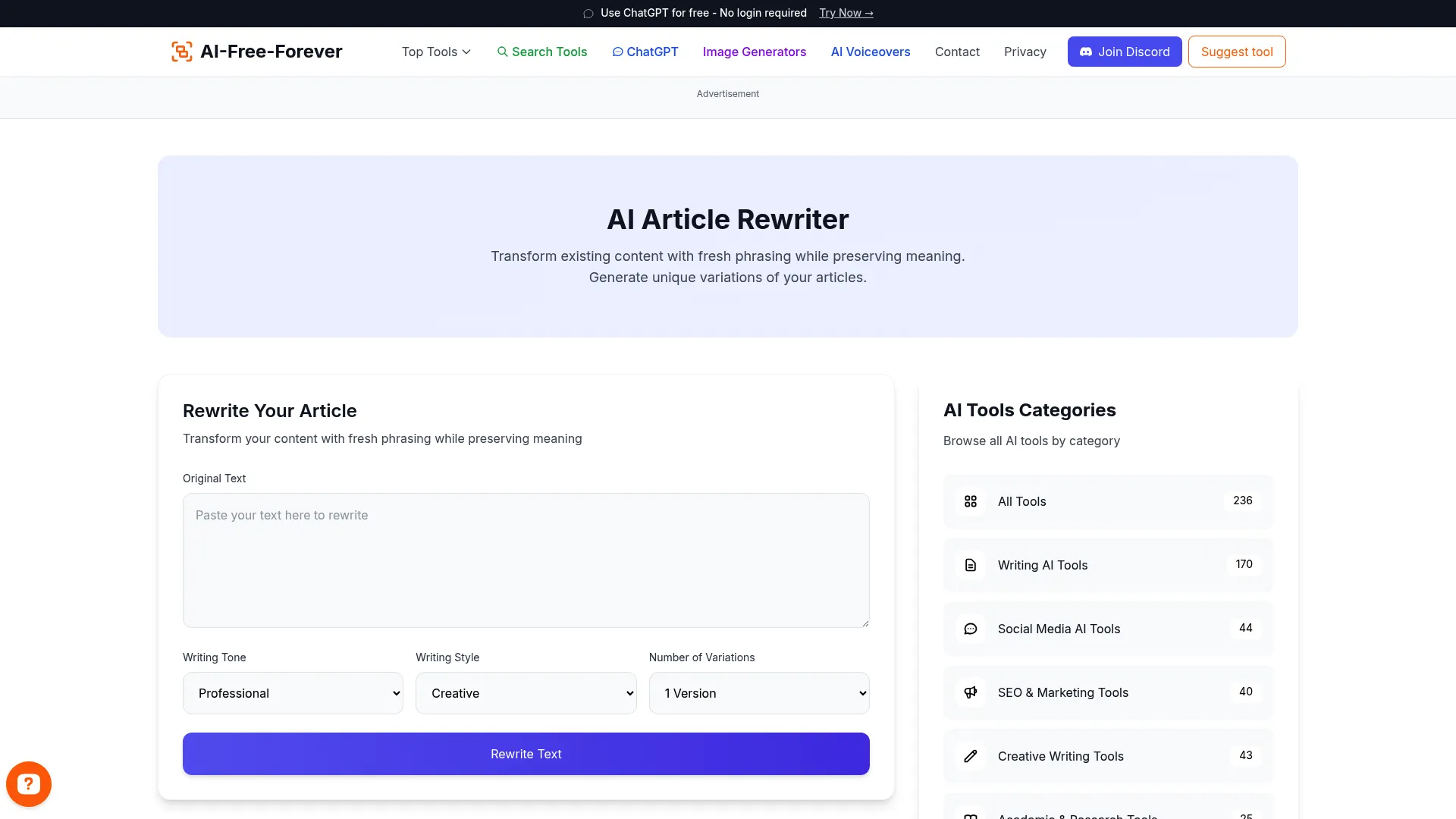 Article Rewriter - Transform existing content into fresh, original writing