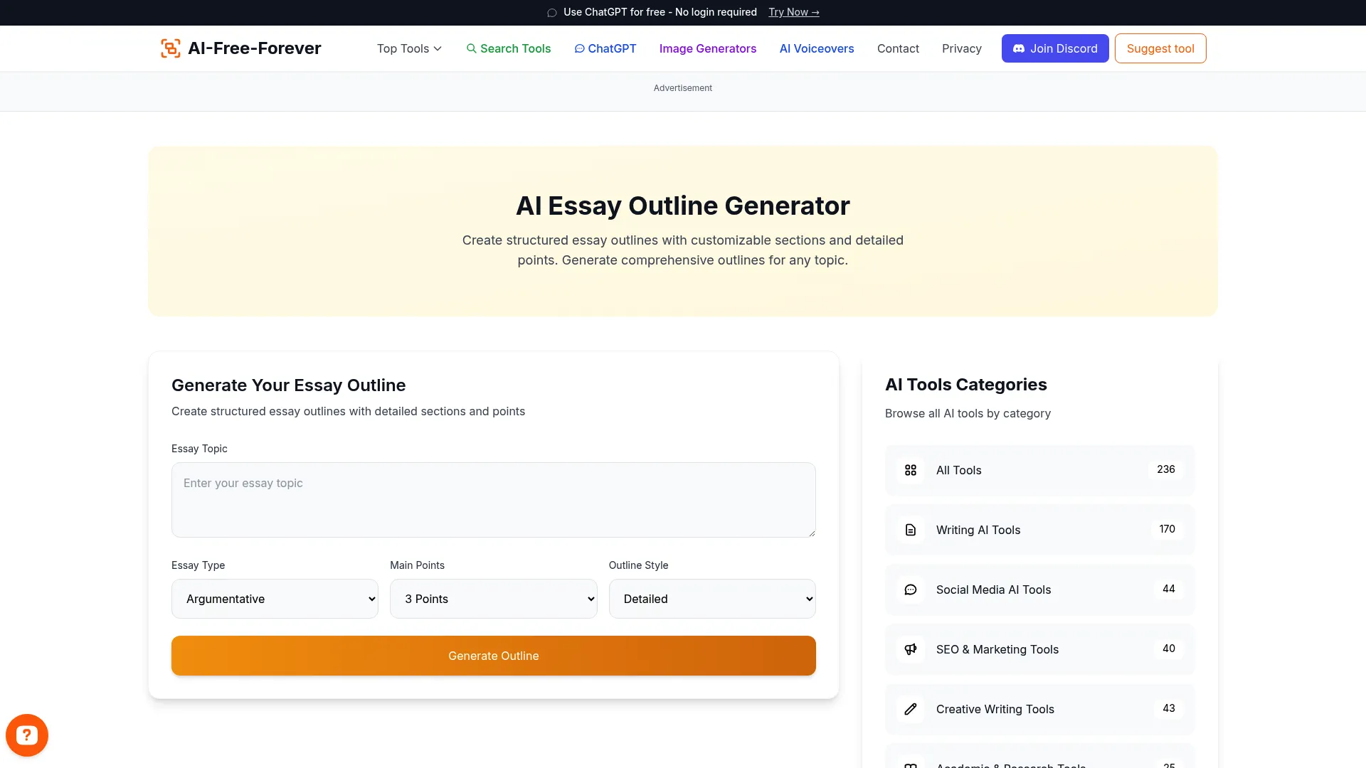 Essay Outline Generator - Structure compelling essays with logical flow and organization