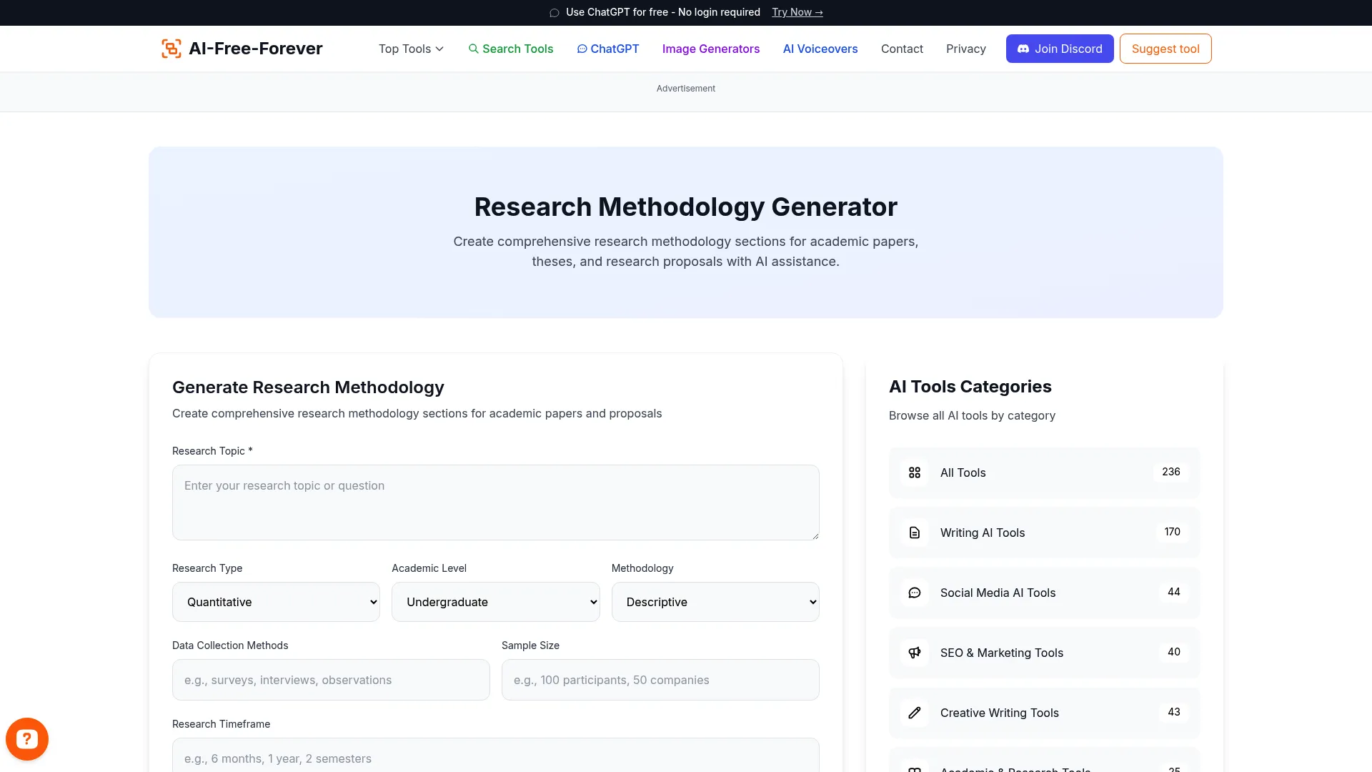 Research Methodology Generator - Create structured research frameworks for academic projects