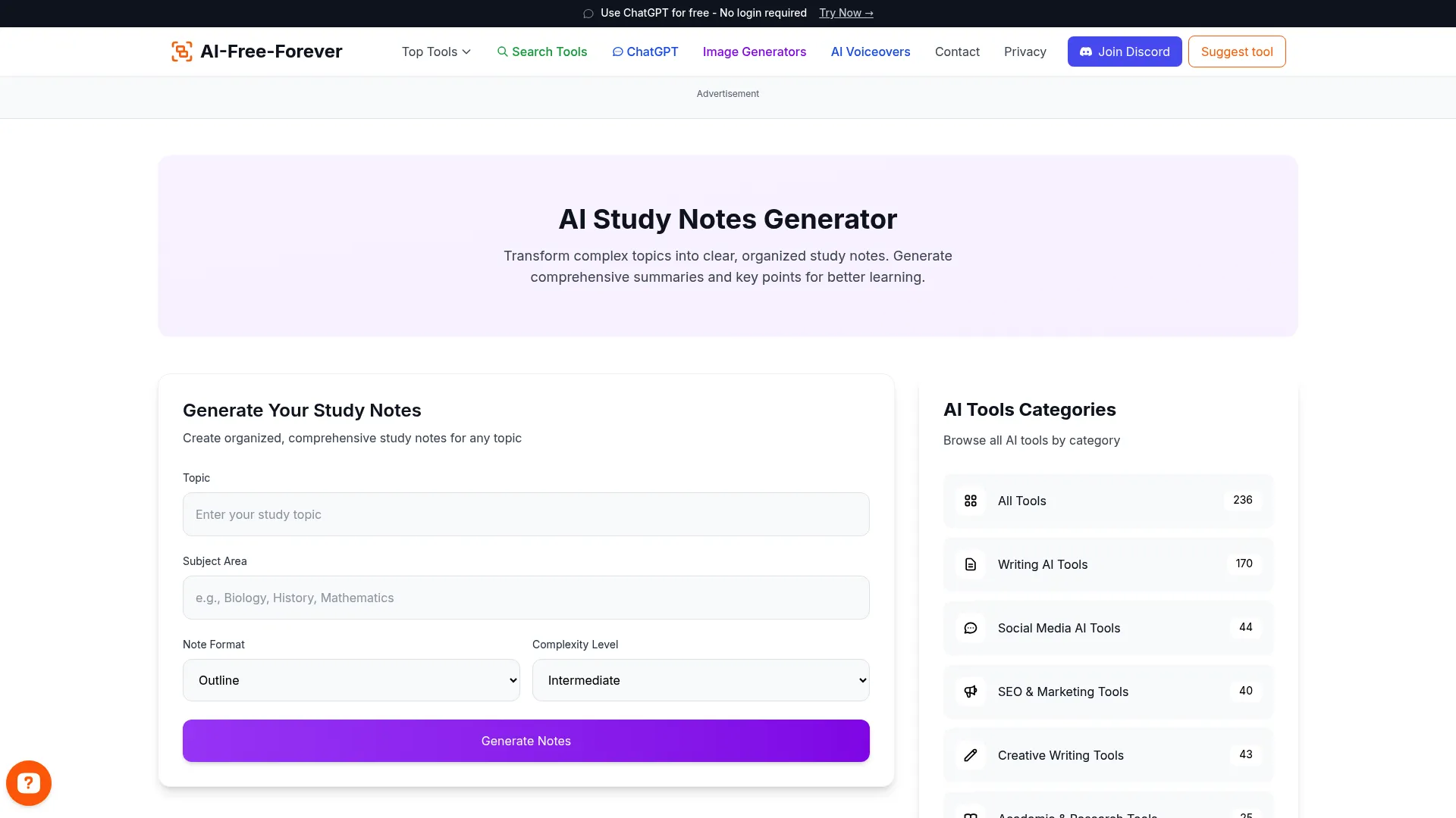 Study Notes Generator - Transform complex materials into organized, digestible study notes