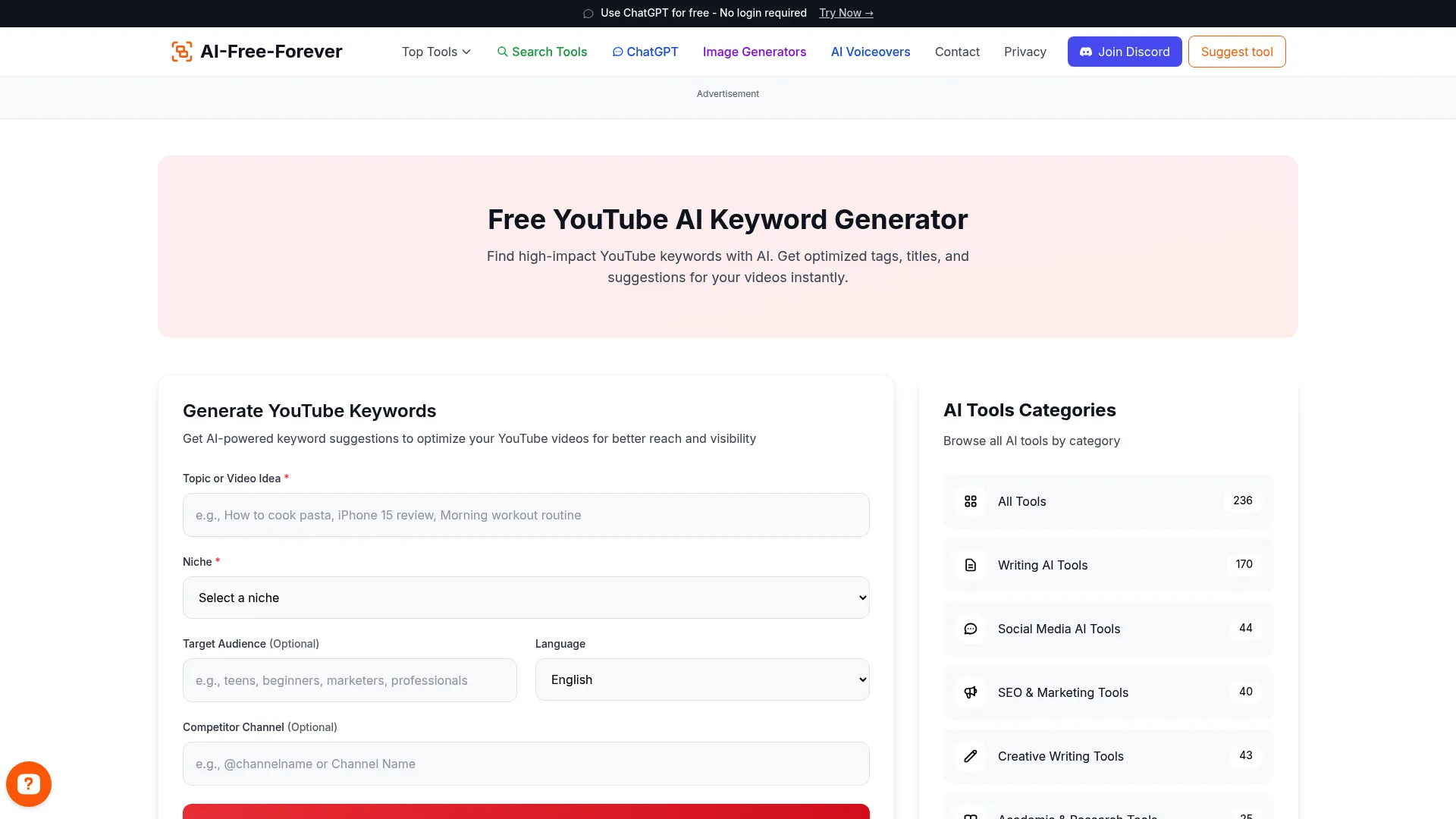 Free YouTube AI Keyword Generator - Discover trending keywords that help your videos rank higher